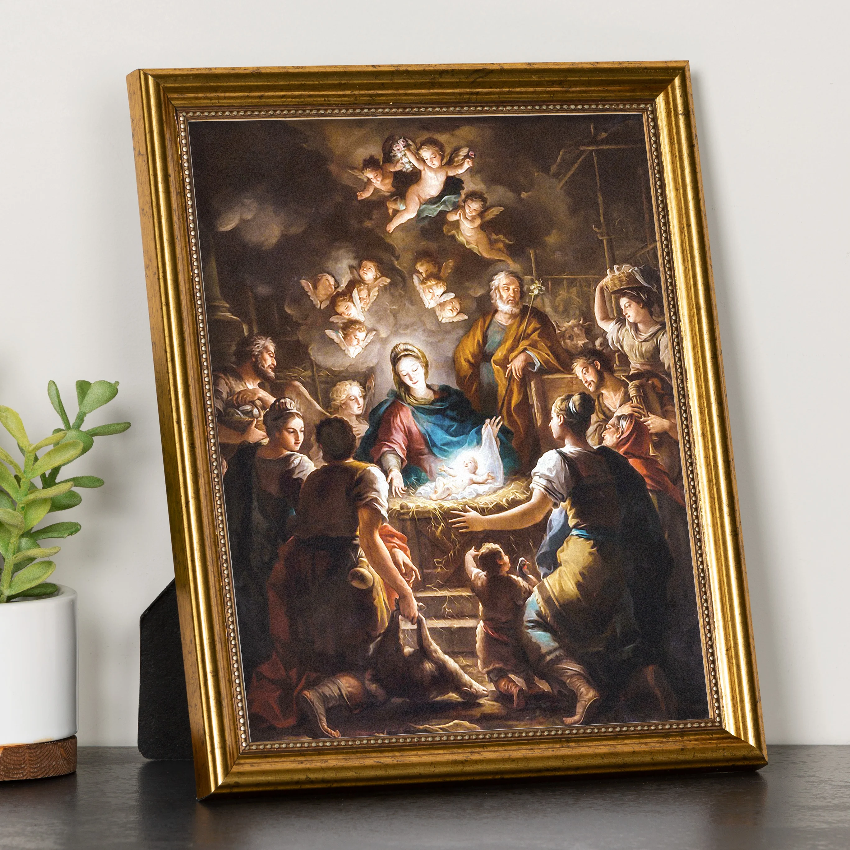 Matteis Adoration of the Shepherds Gold Framed Print - Multiple Sizes - Image 2