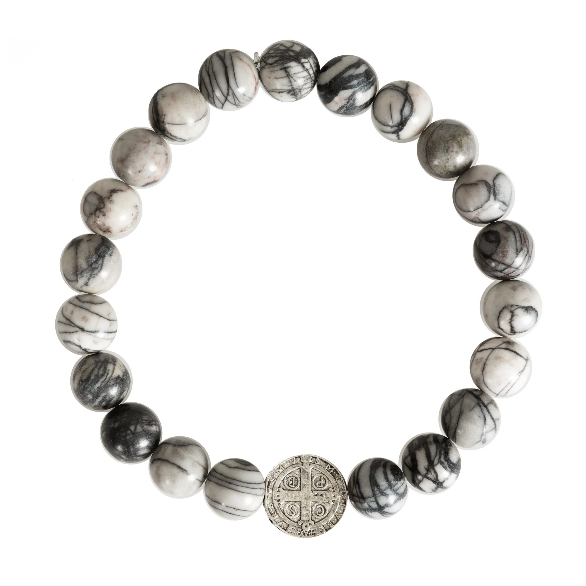 Men's St. Benedict Swirled Agate Stone Bracelet - Image 2