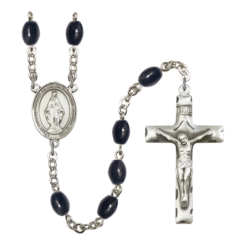 Miraculous 8X6mm Black Onyx Rosary