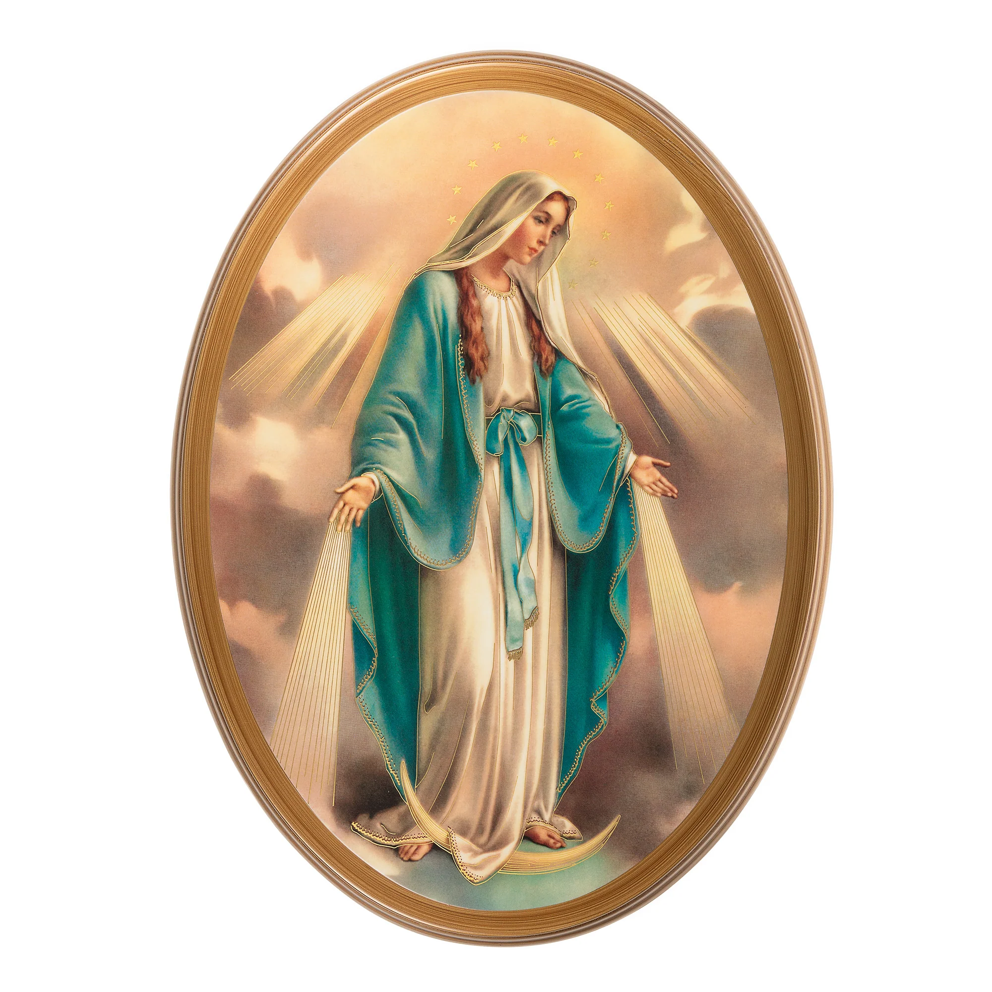 Miraculous Mary Oval Plaque - 17" x 12.6" - Image 4