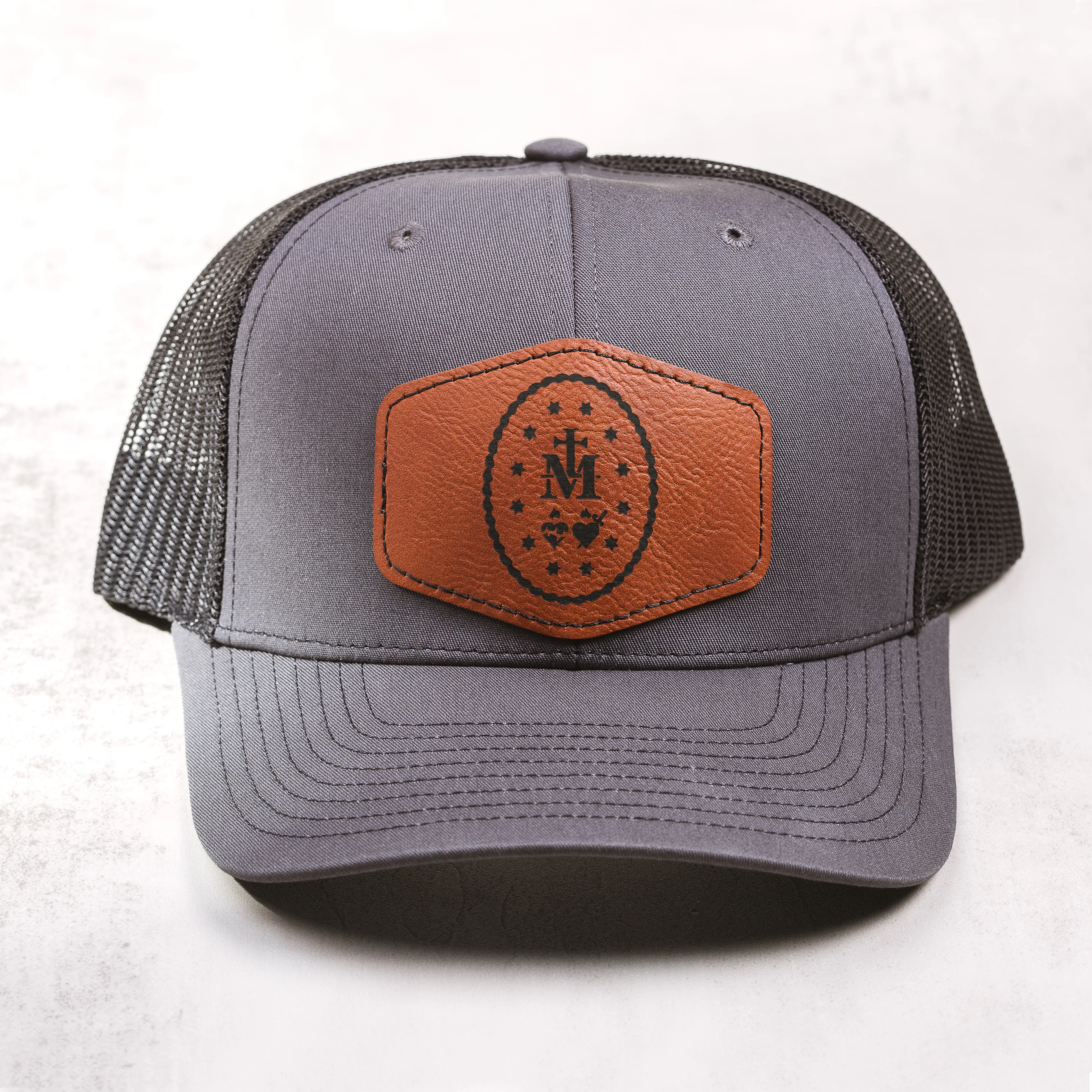 Miraculous Medal Leather Patch Ball Cap - Image 4