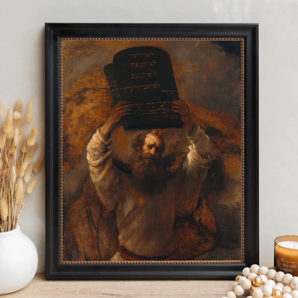 Moses with the Ten Commandments Framed Canvas - Sacred Signature Collection - Image 4