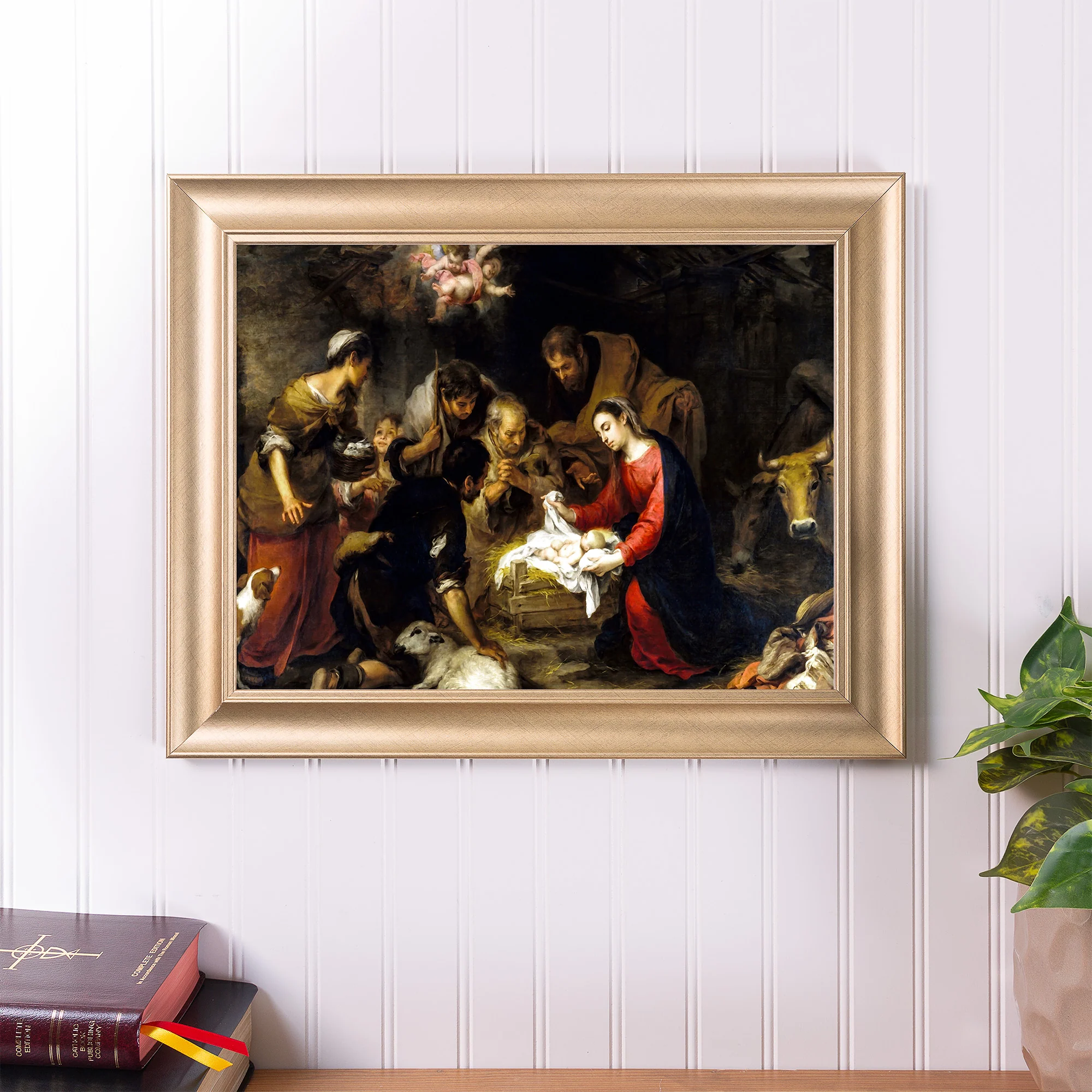 Murillo Adoration of the Shepherds Gold Framed Print - Multiple Sizes