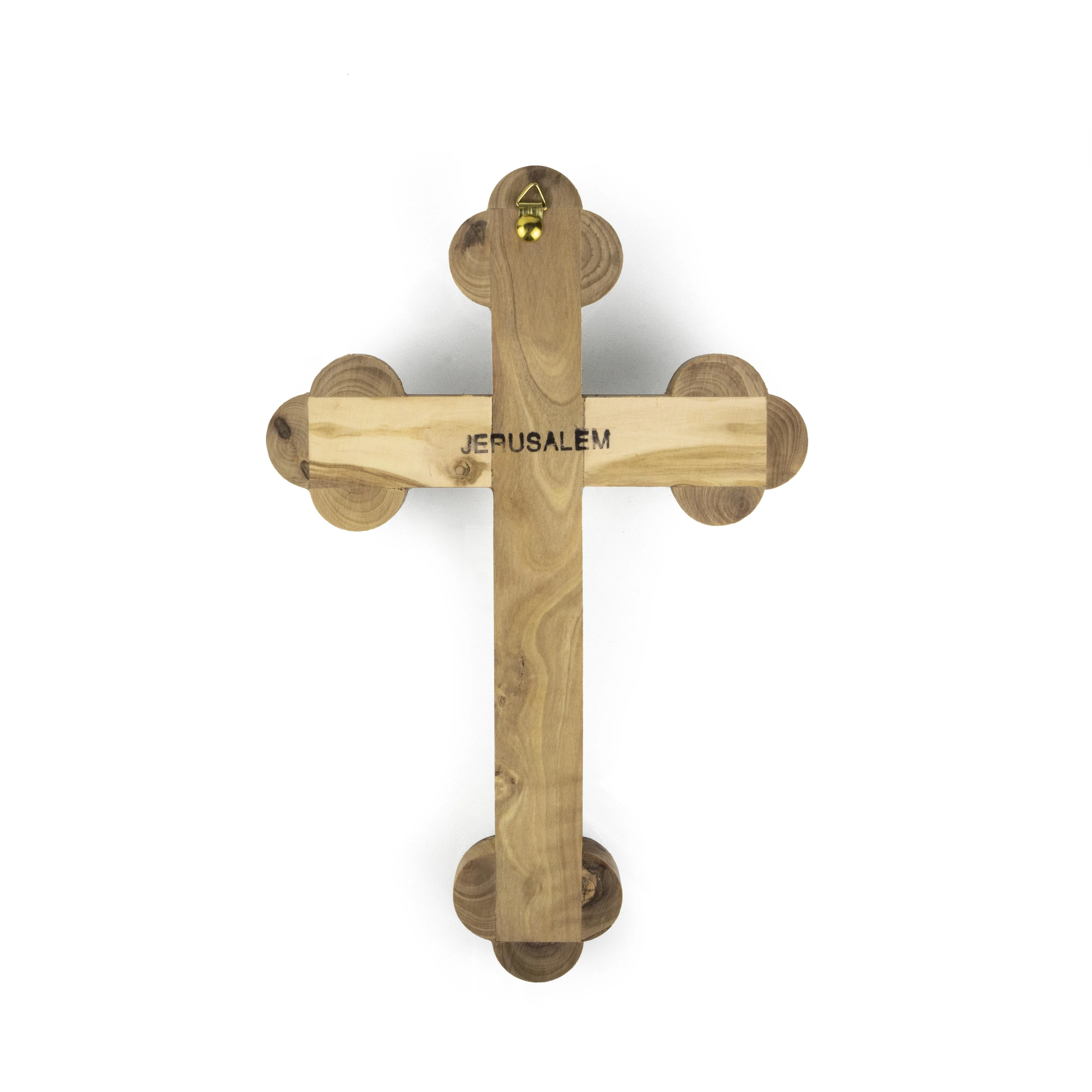 Olive Wood & Mother of Pearl Crucifix with 5 Elements - 11" - Image 3