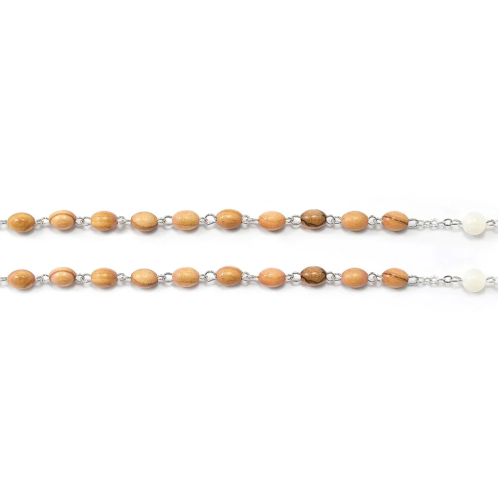 Olive Wood & Mother of Pearl Holy Mass Rosary - Image 5
