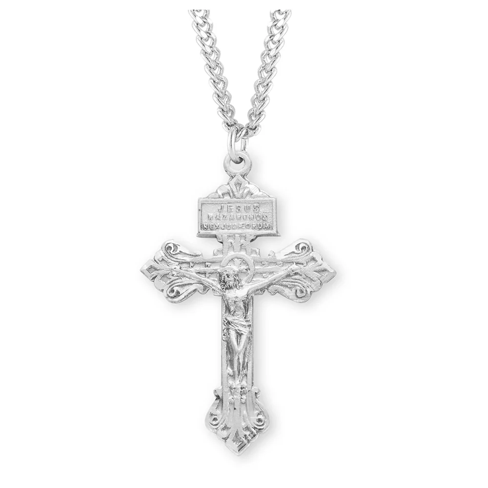 Ornate Pardon Crucifix Necklace - Gold or Silver
