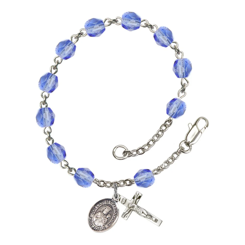 Our Lady Of Czestochowa Blue September Rosary Bracelet 6mm
