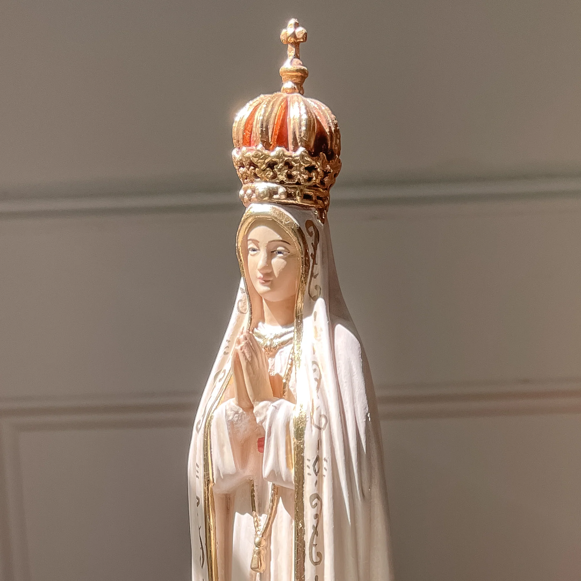 Our Lady of Fatima Hand Made Italian Statue - 13" - Image 2