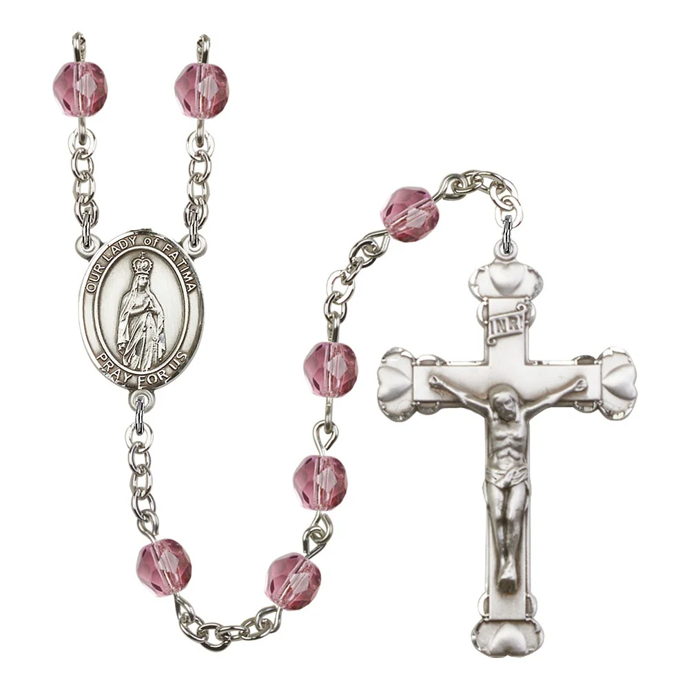 Our Lady Of Fatima Purple February Rosary 6mm