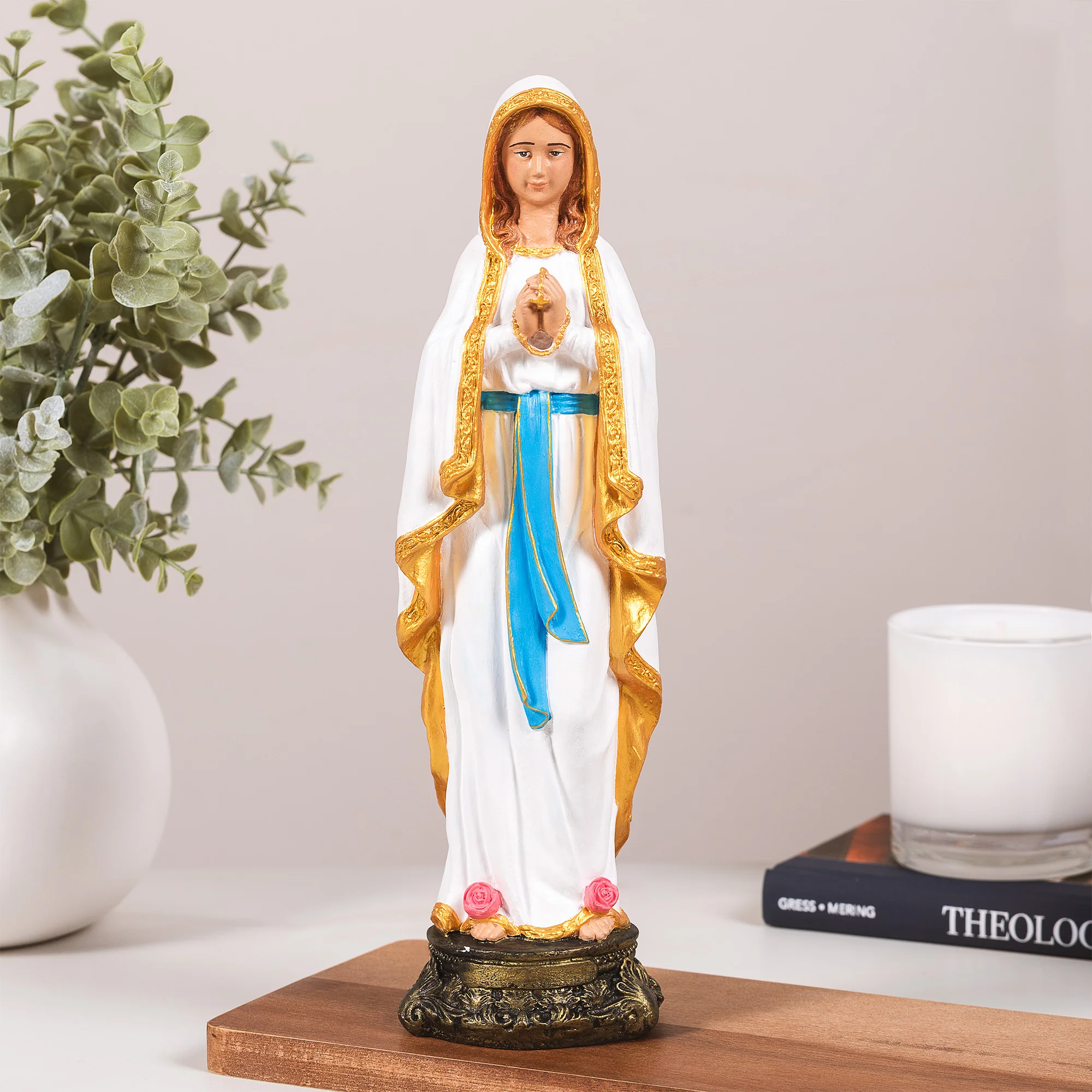 Our Lady of Lourdes Statue - White or Hand Painted - 12" - Image 5