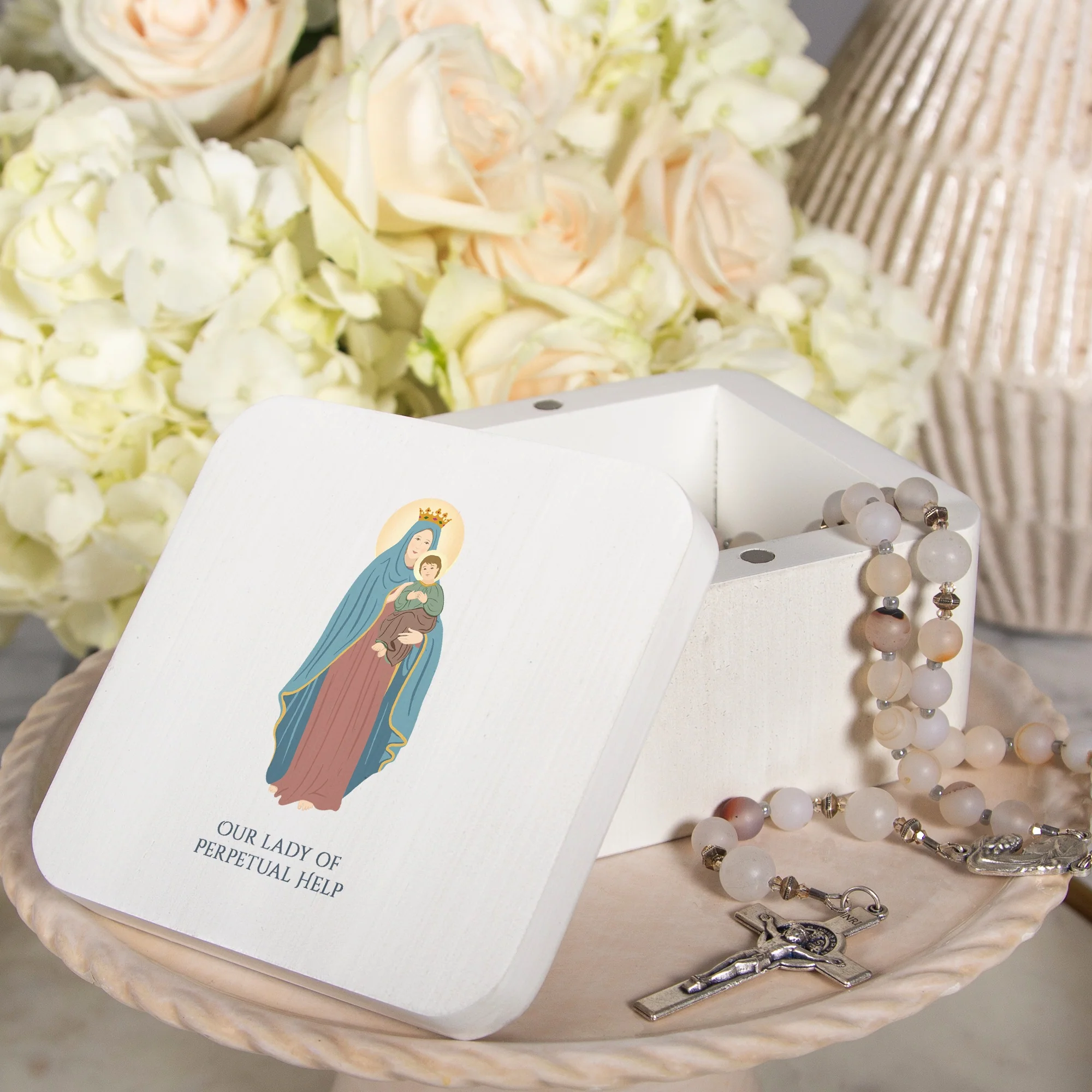 Our Lady of Perpetual Help White Magnetic box