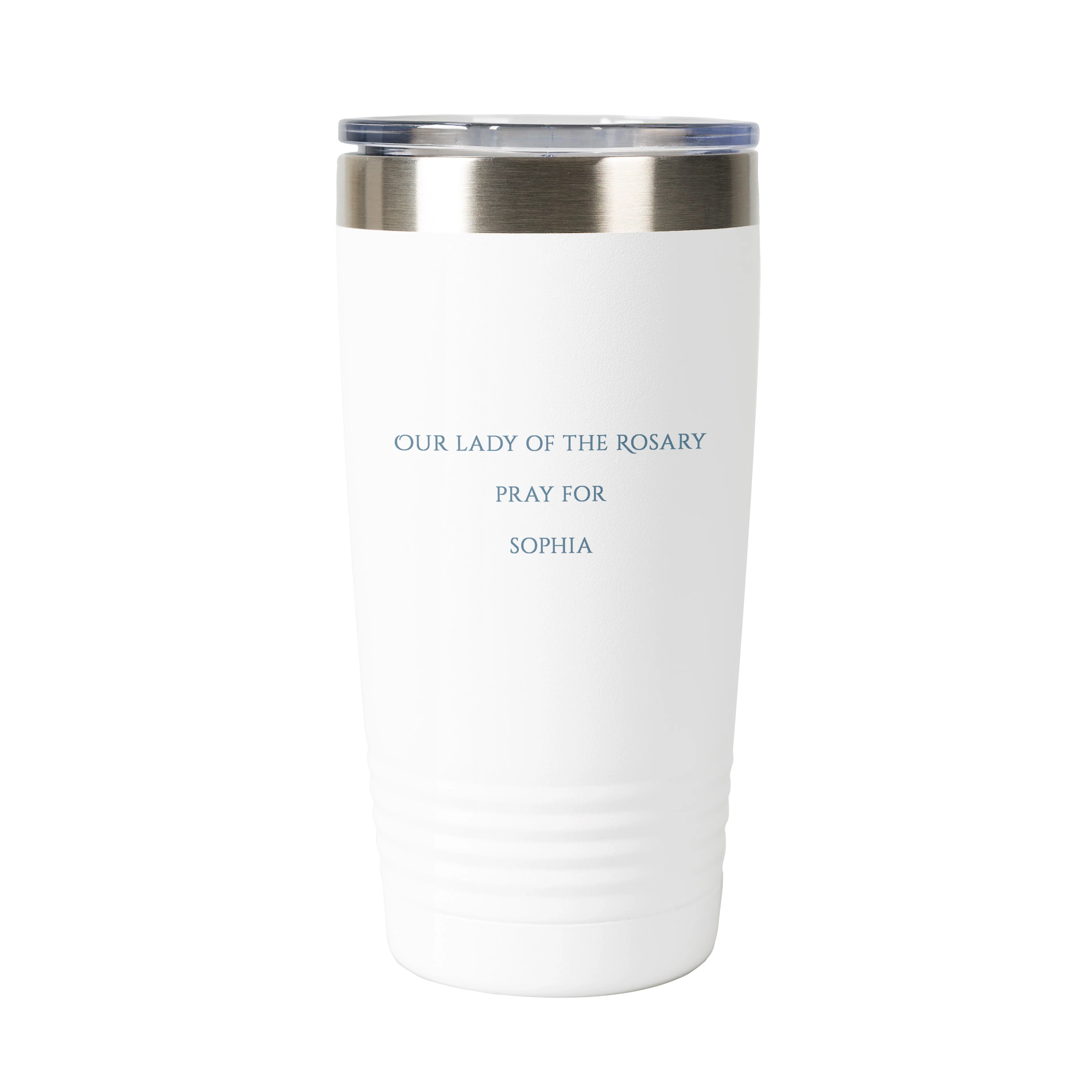 Our Lady Star of the Sea Personalized 20 oz. White Tumbler - Image 3