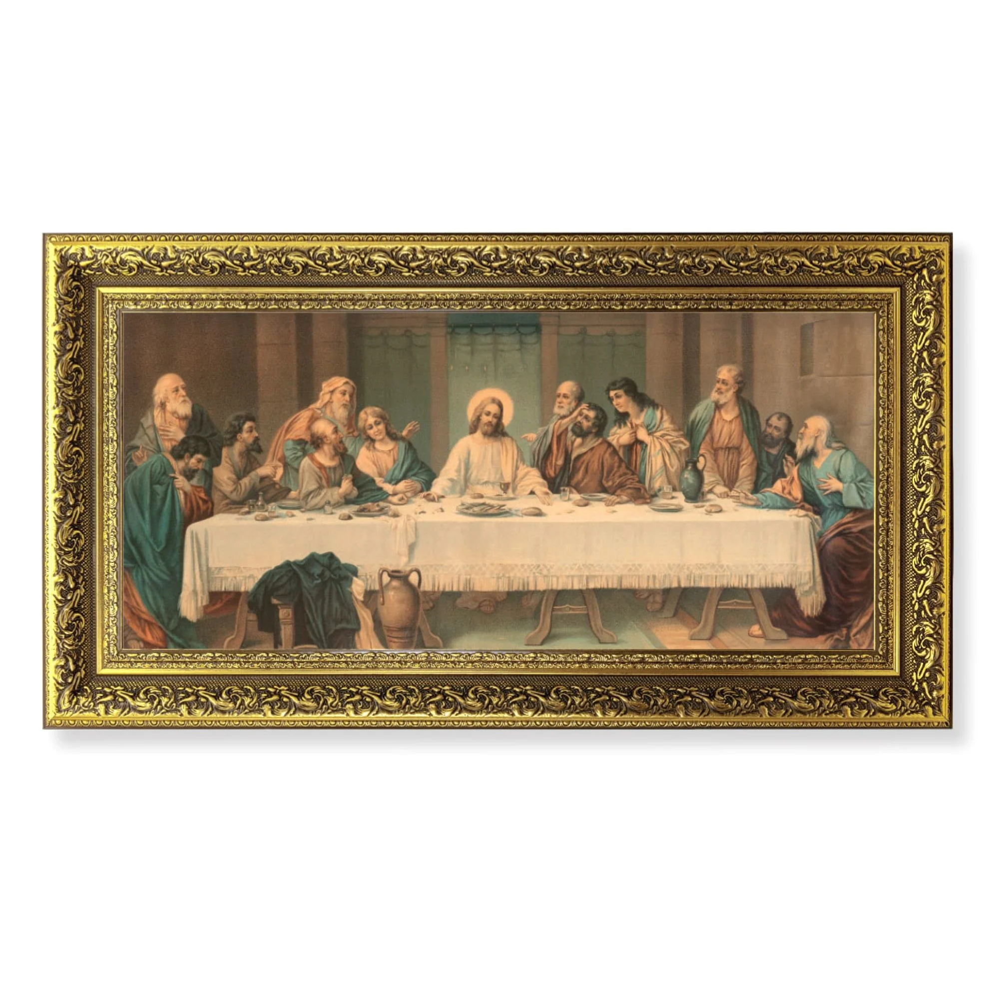 Parietti Last Supper Florentine Gold Framed Print - 11" x 19"