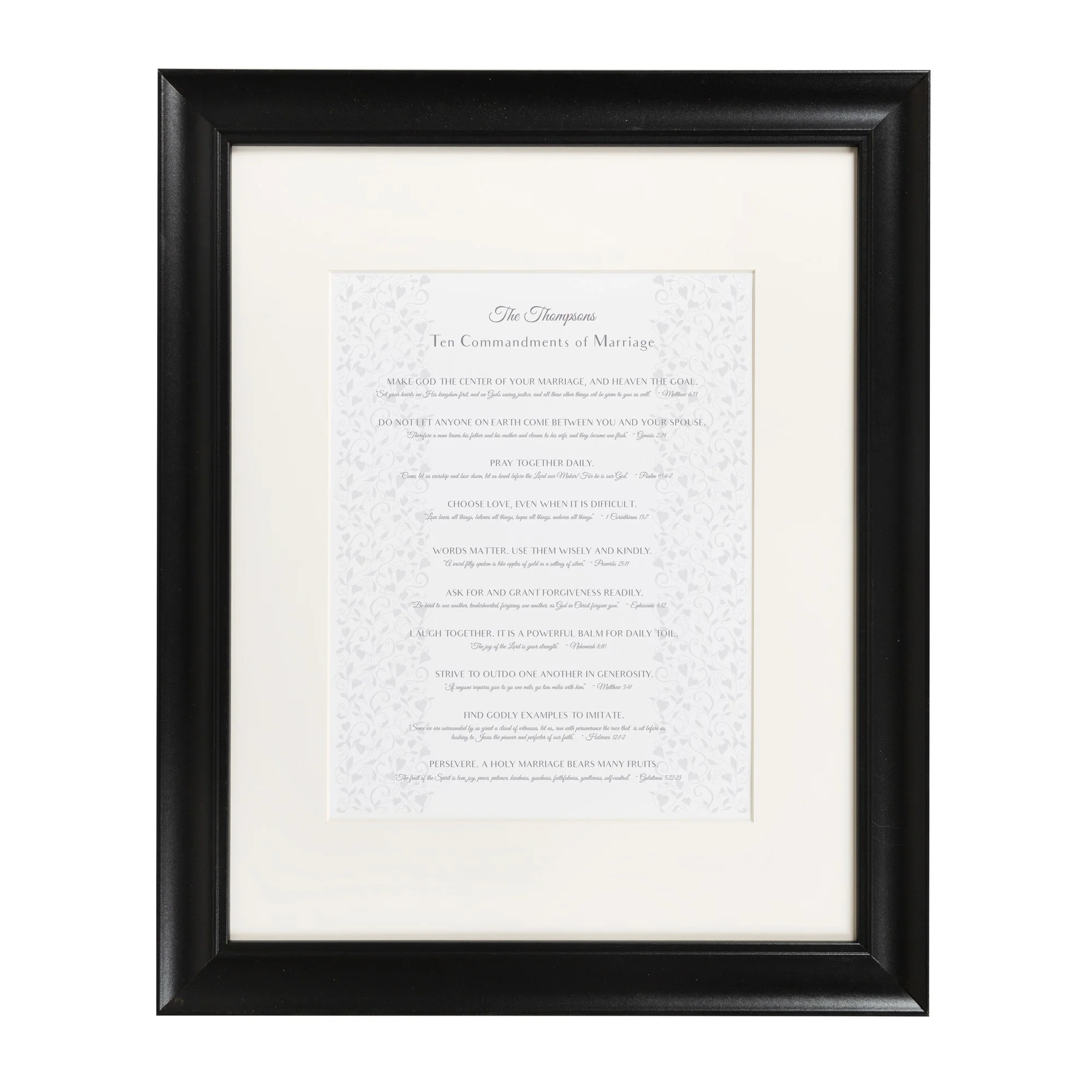 Personalized 10 Scripture Commandments for Marriage Framed Print - Image 2