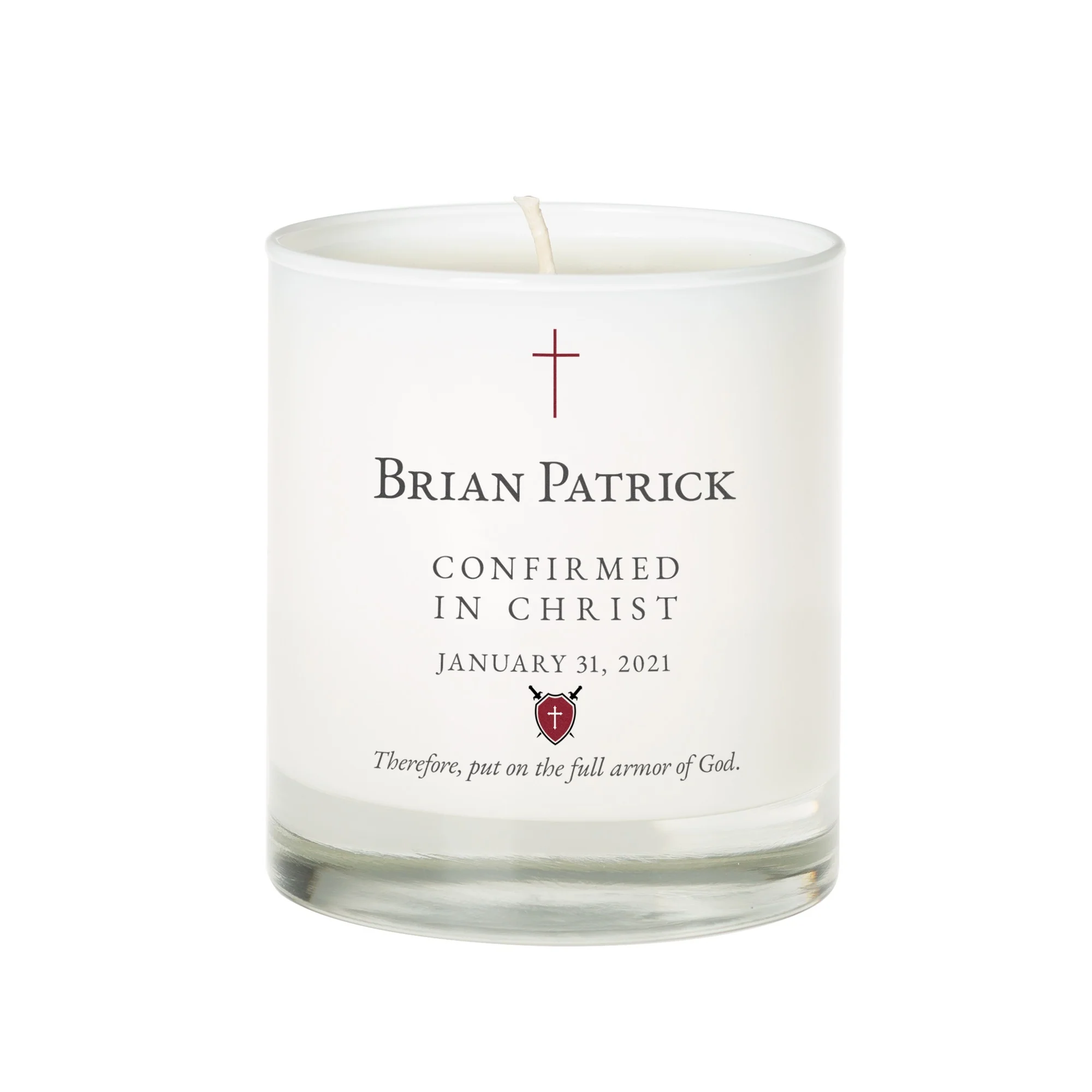 Personalized Armor of God Confirmation Candle