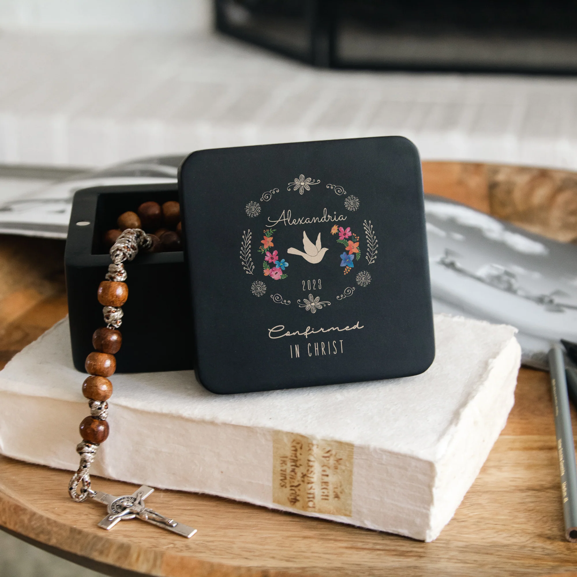 Personalized Boho Confirmation Keepsake Box