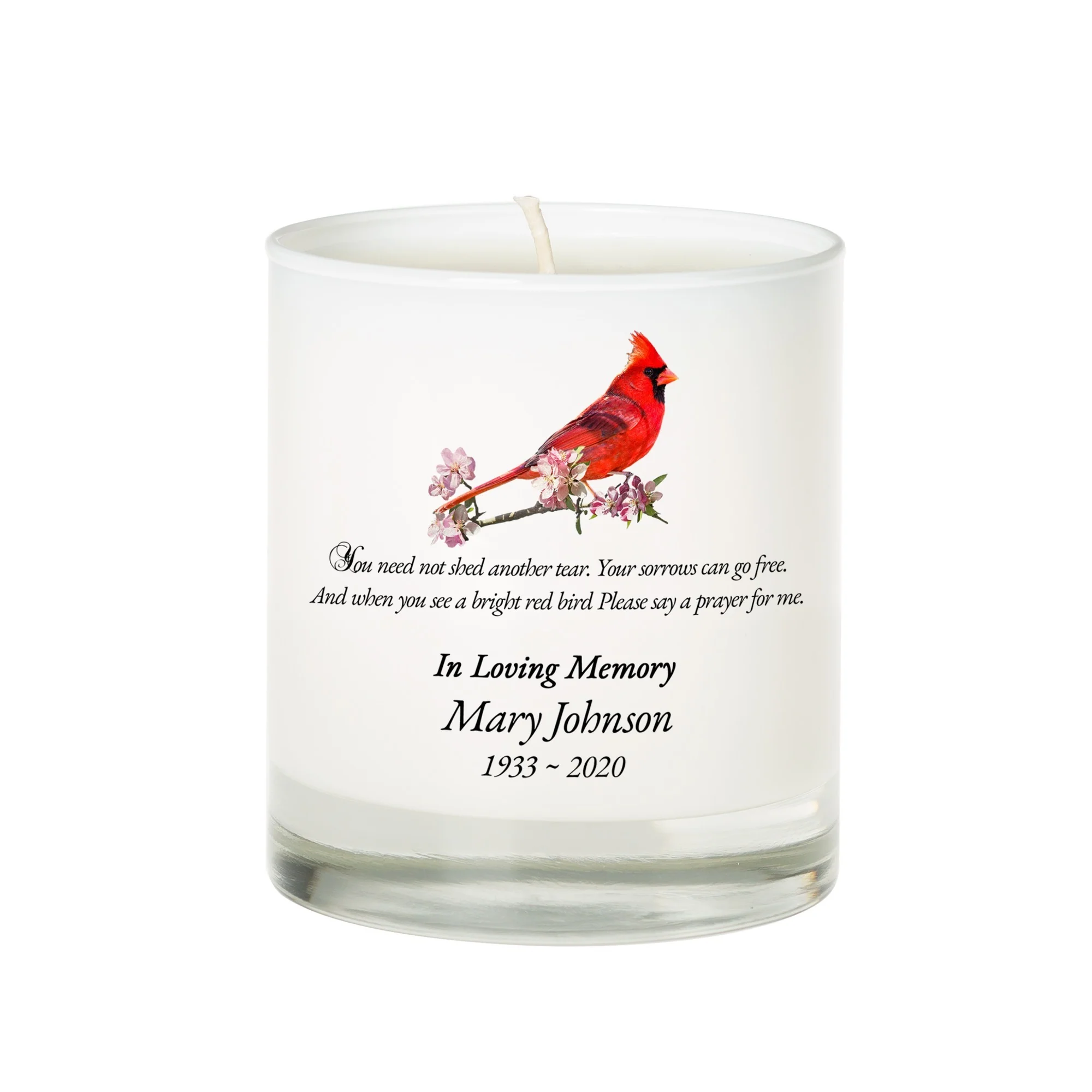 Personalized Cardinal Memorial Candle - Image 2