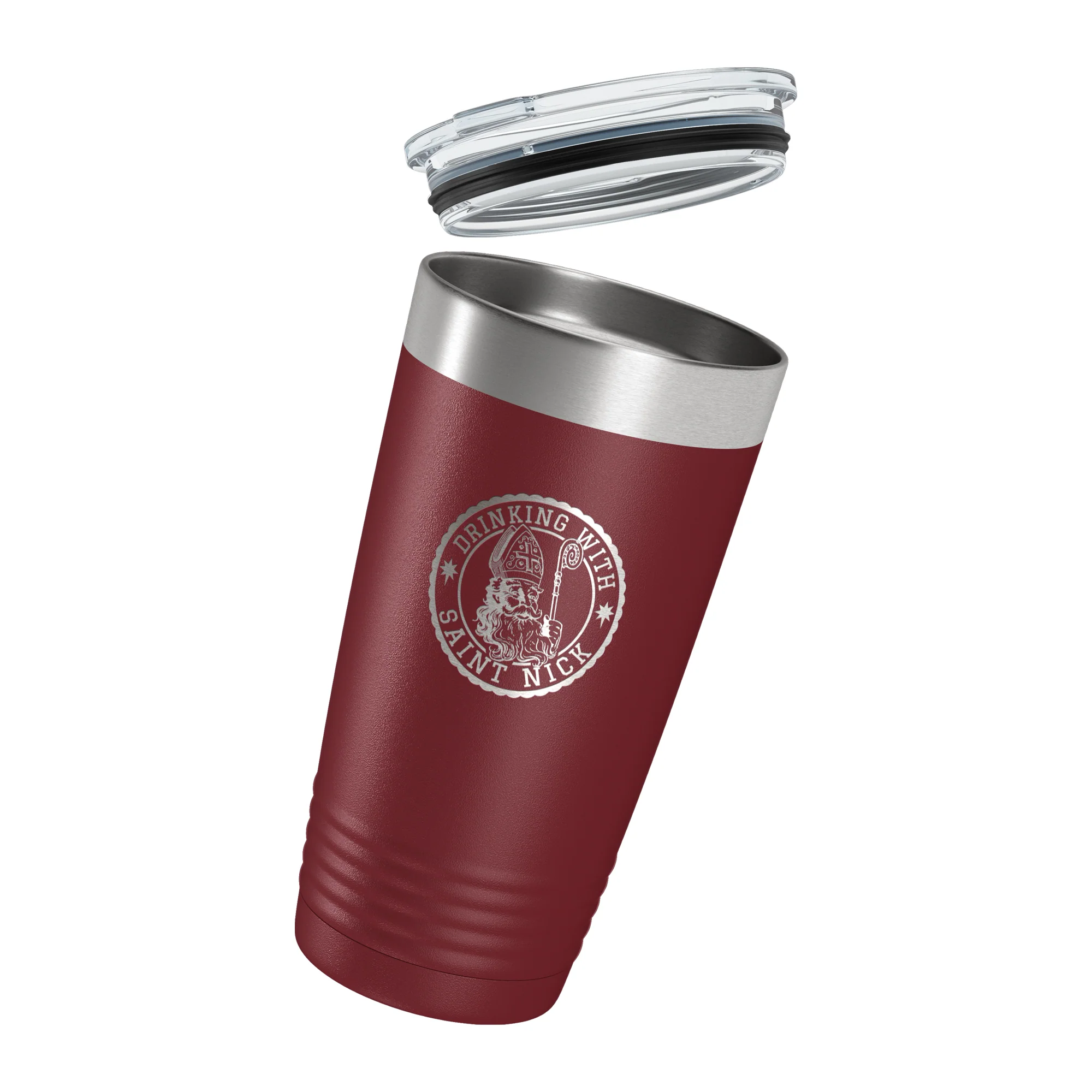 Personalized "Drinking with Saint Nick" Maroon 20oz Tumbler - Image 4