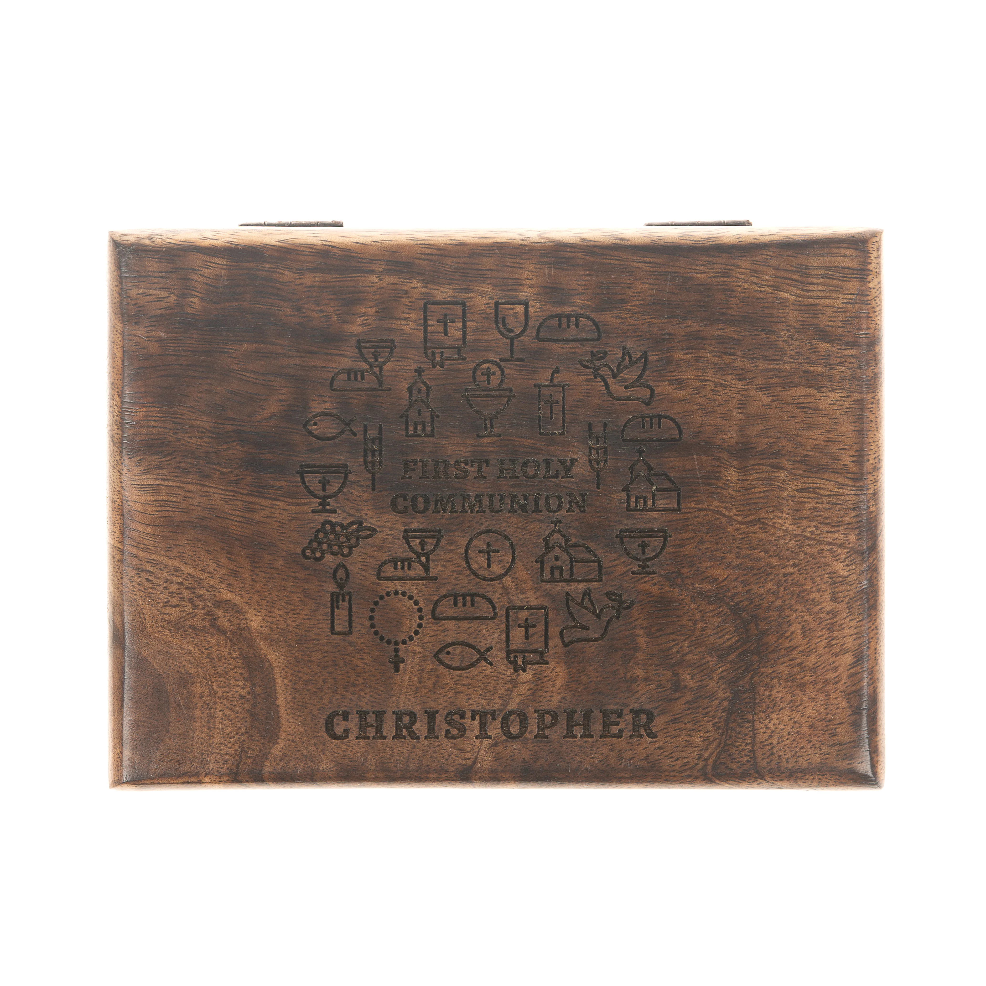 Personalized First Communion Wood Keepsake Box - 5x7 - Image 2
