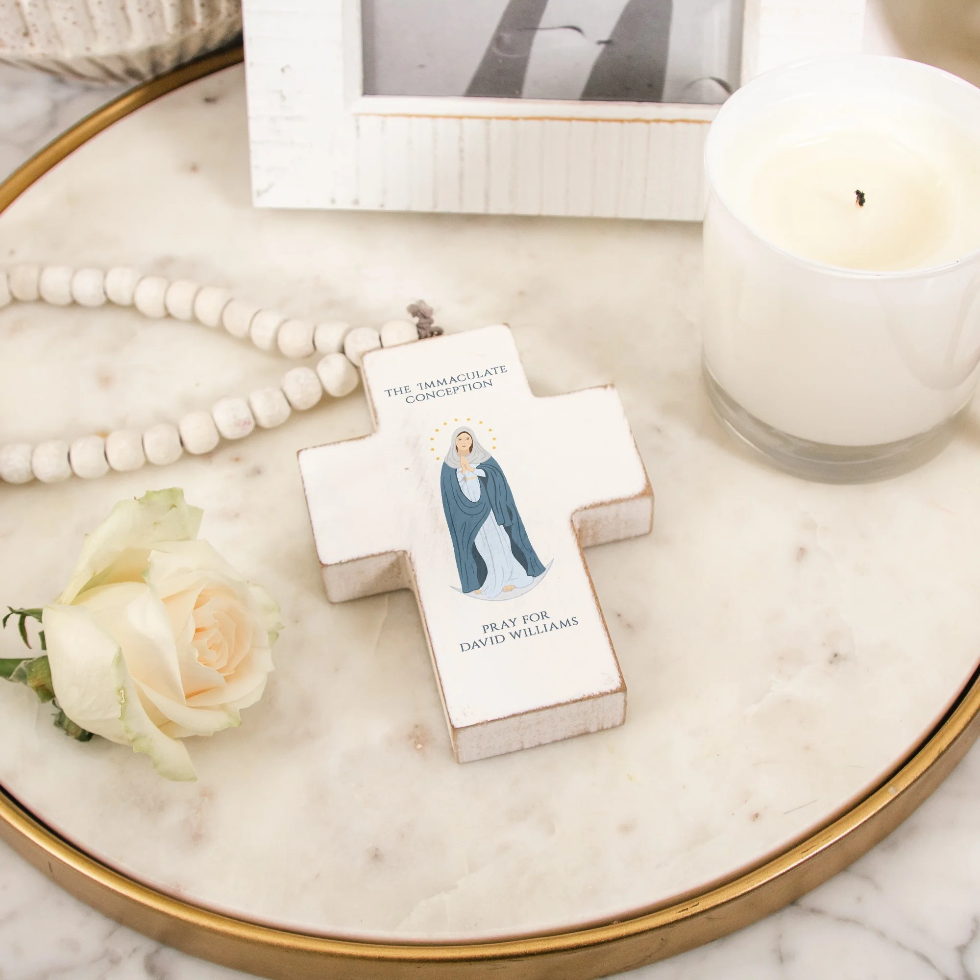 Personalized Immaculate Conception Hanging Cross - Image 2