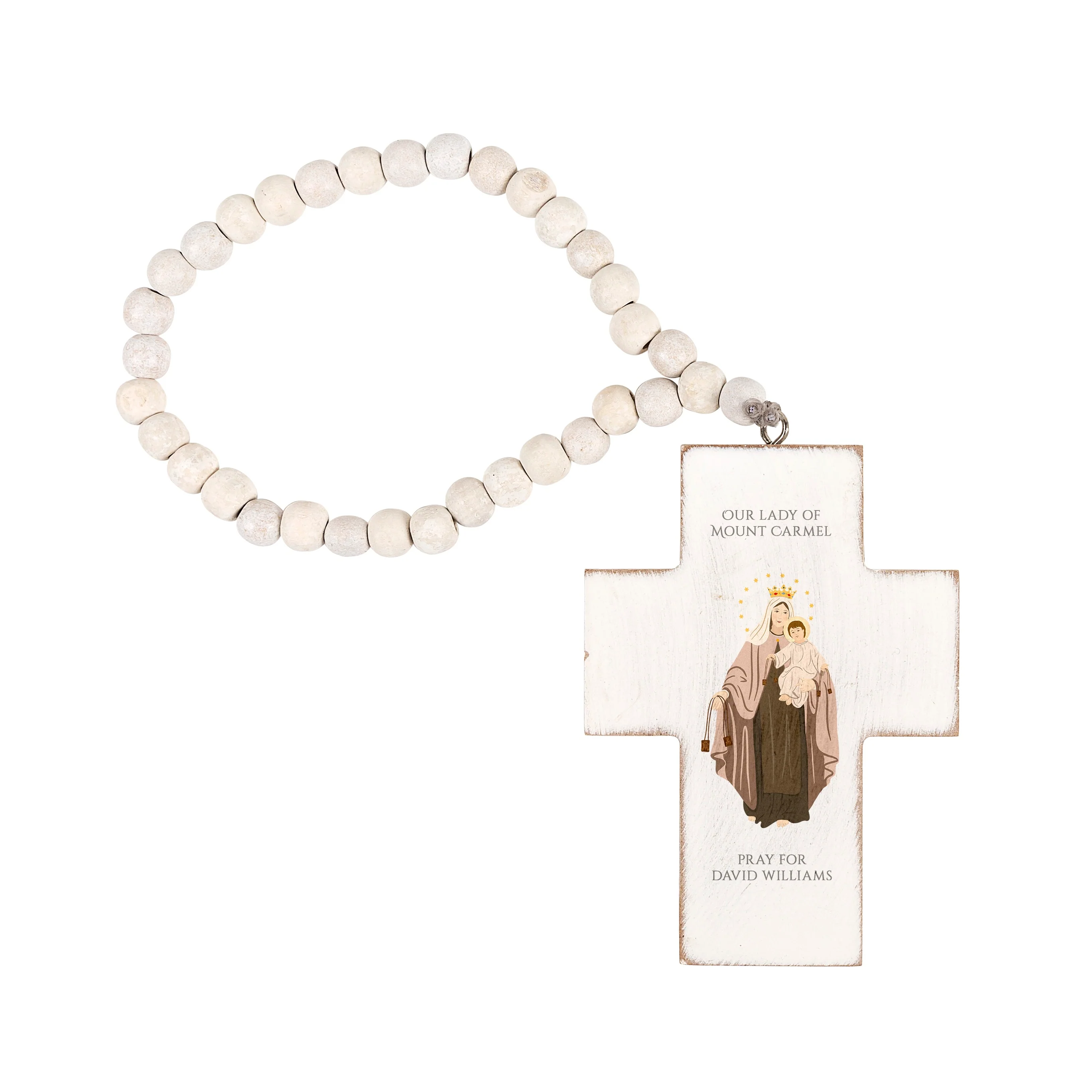 Personalized Our Lady of Mount Carmel Hanging Cross - Image 2