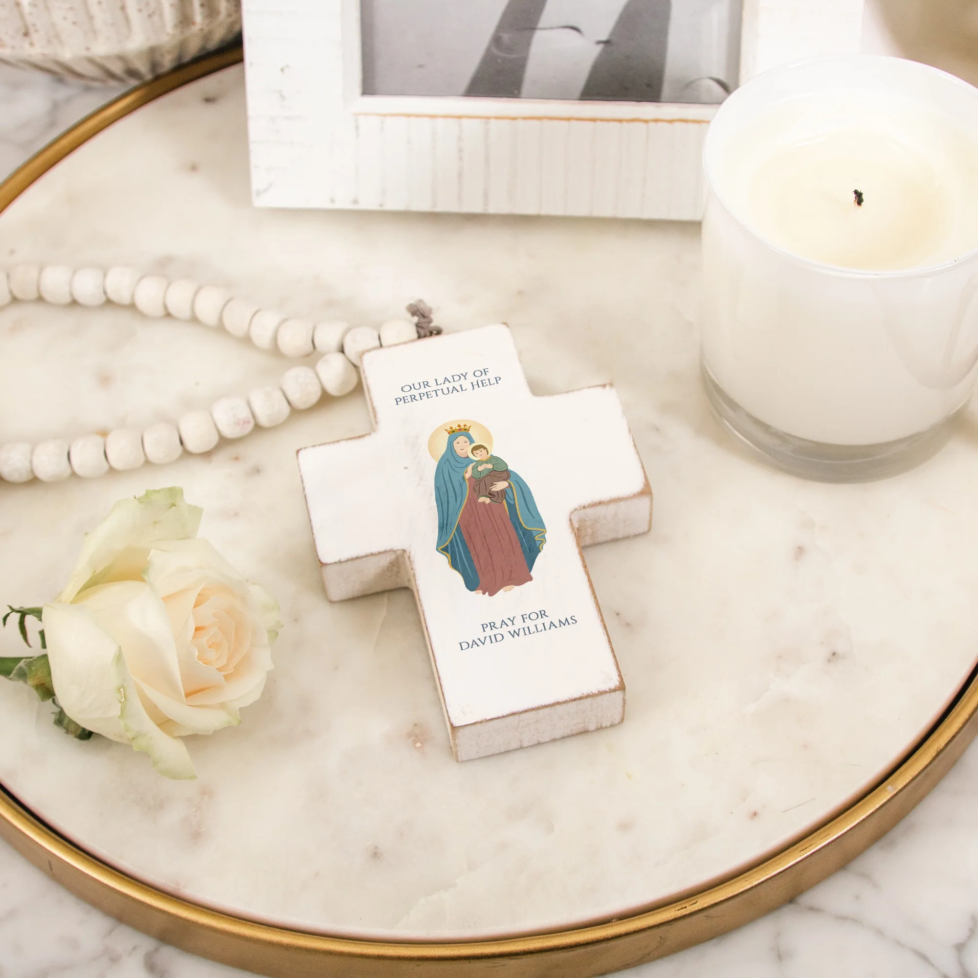 Personalized Our Lady of Perpetual Help Hanging Cross