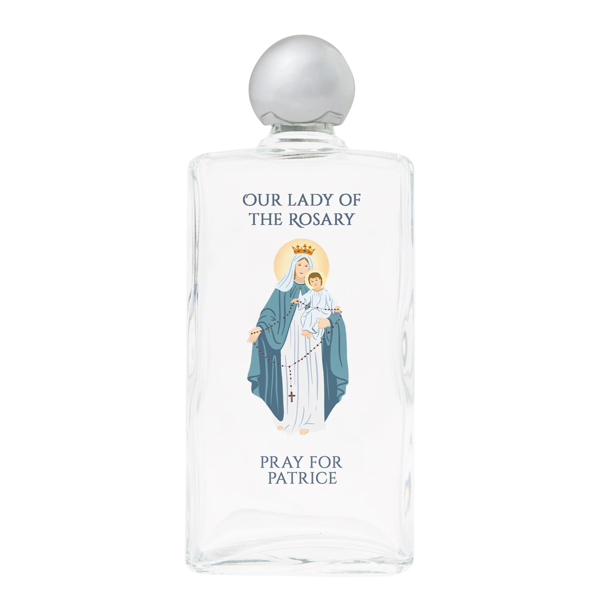 Personalized Our Lady of the Rosary Holy Water Bottle - Image 2