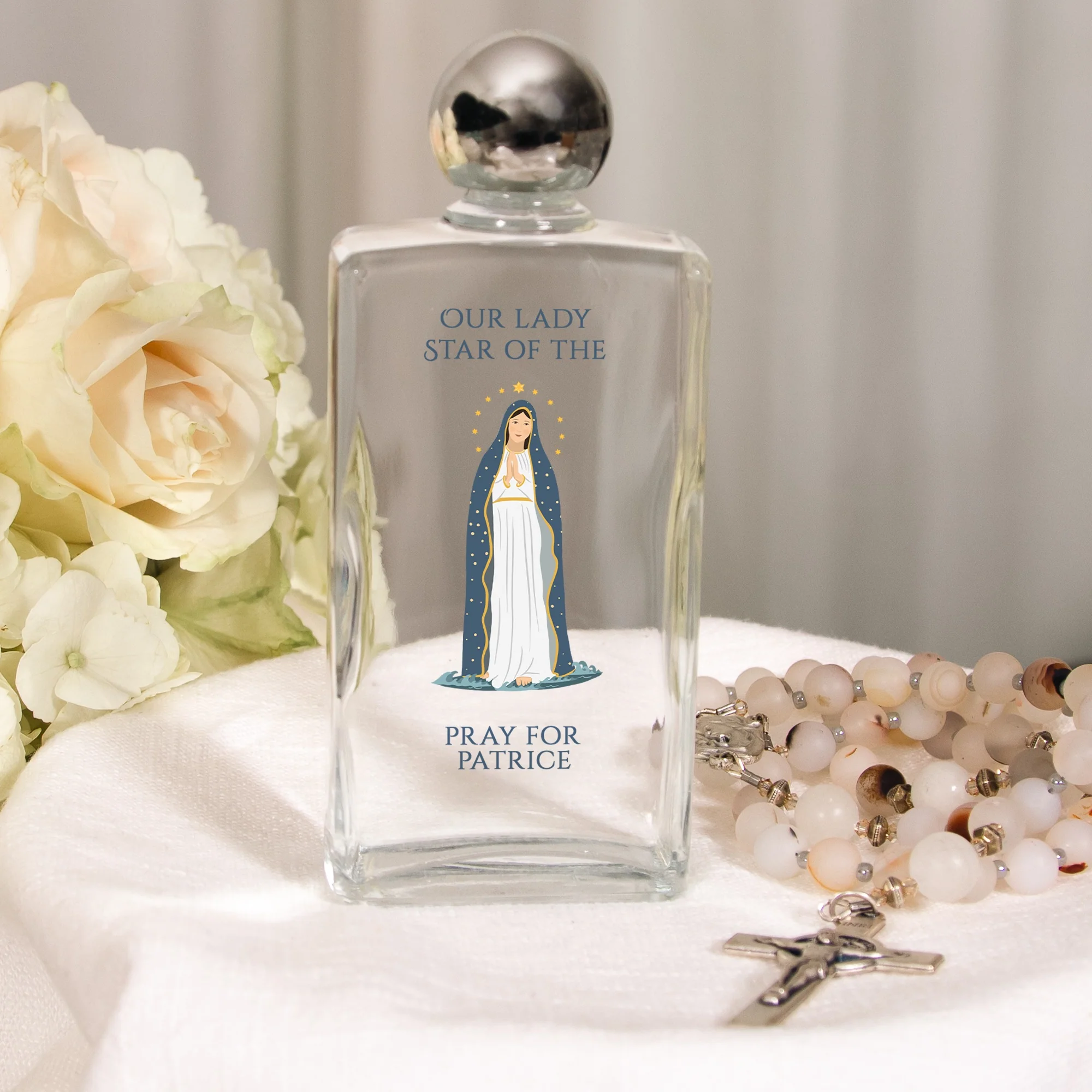 Personalized Our Lady Star of Sea Holy Water Bottle - Image 2