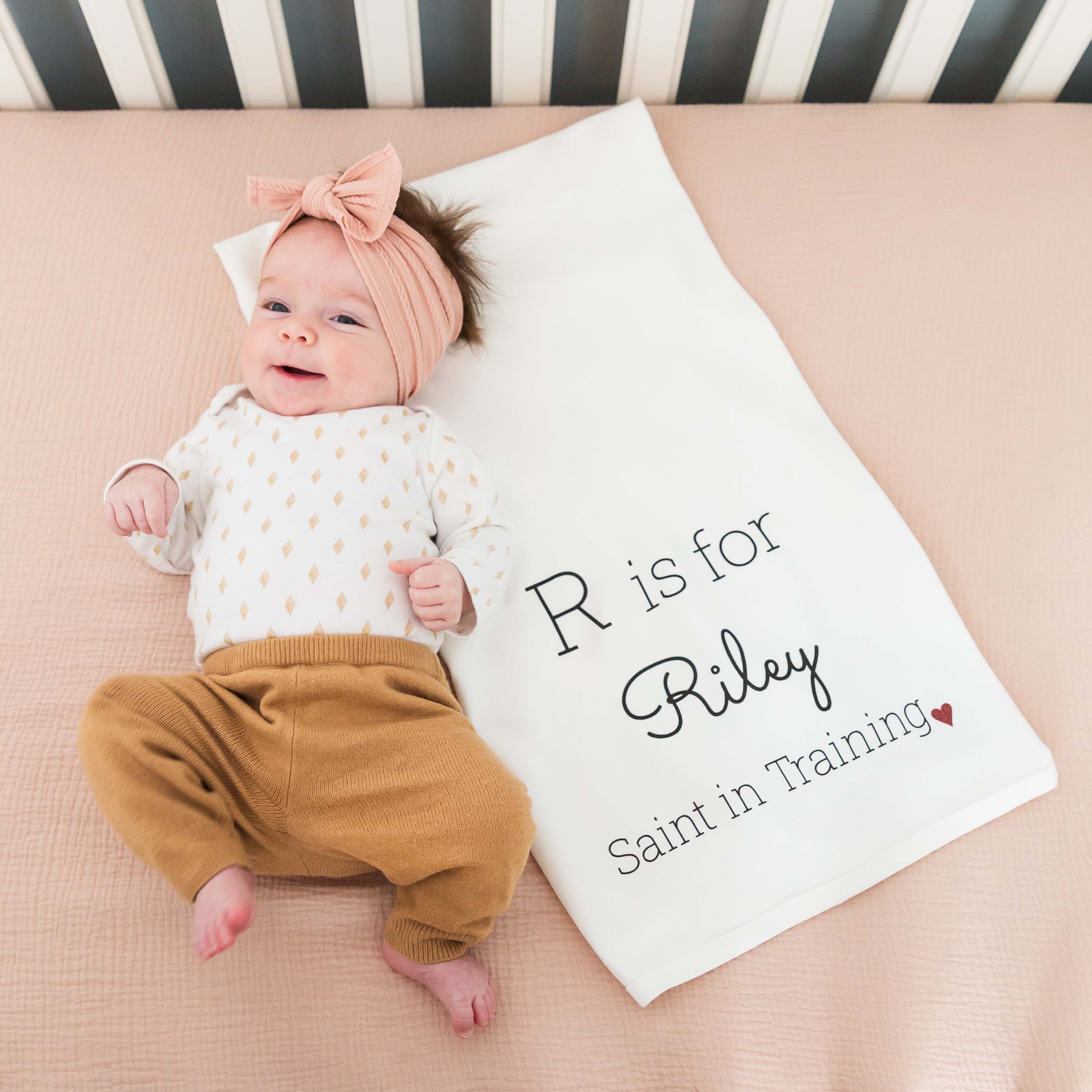 Personalized Saint in Training Baby Blanket - Image 2