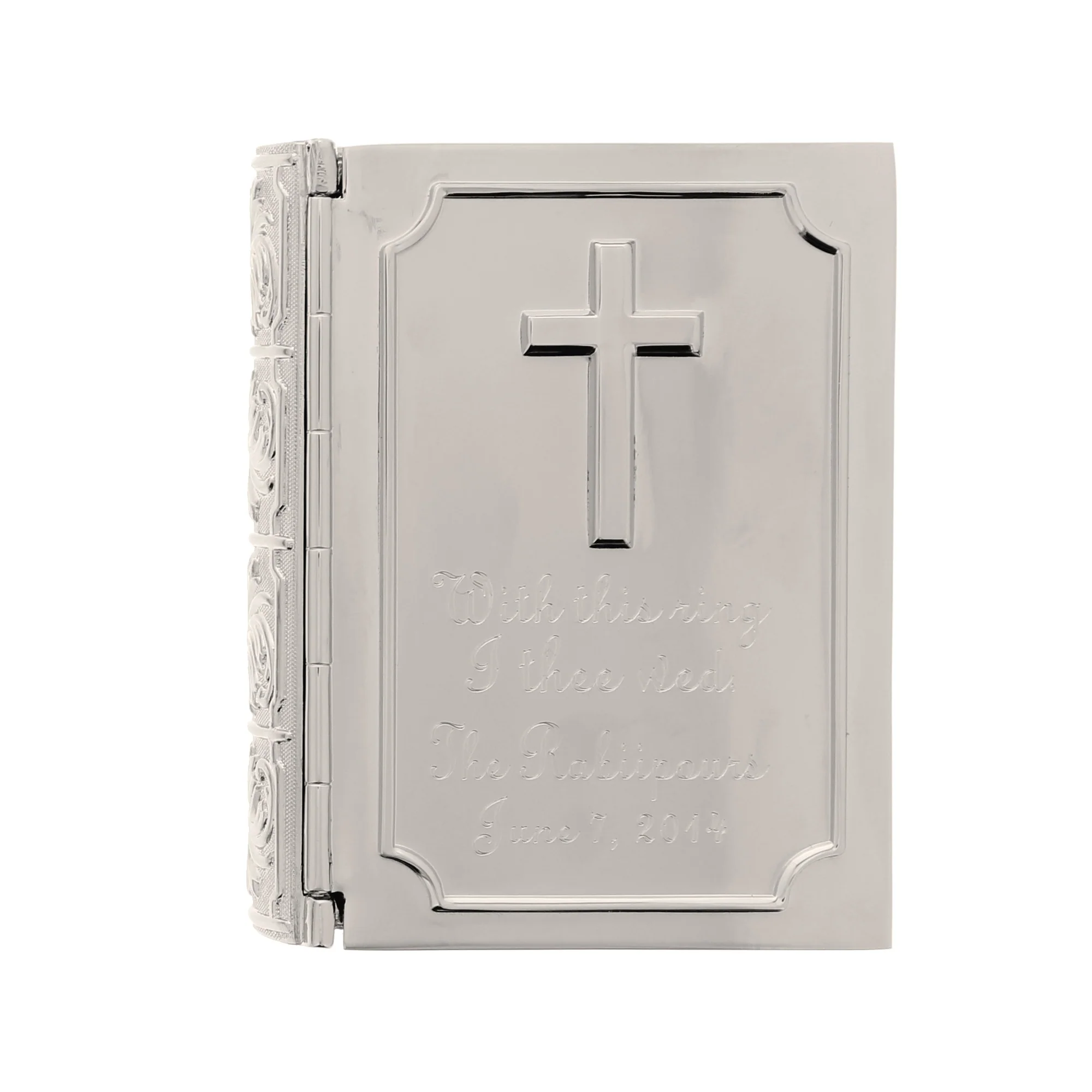 Personalized Silver Bible Wedding Keepsake Box - 3.5" - Image 3
