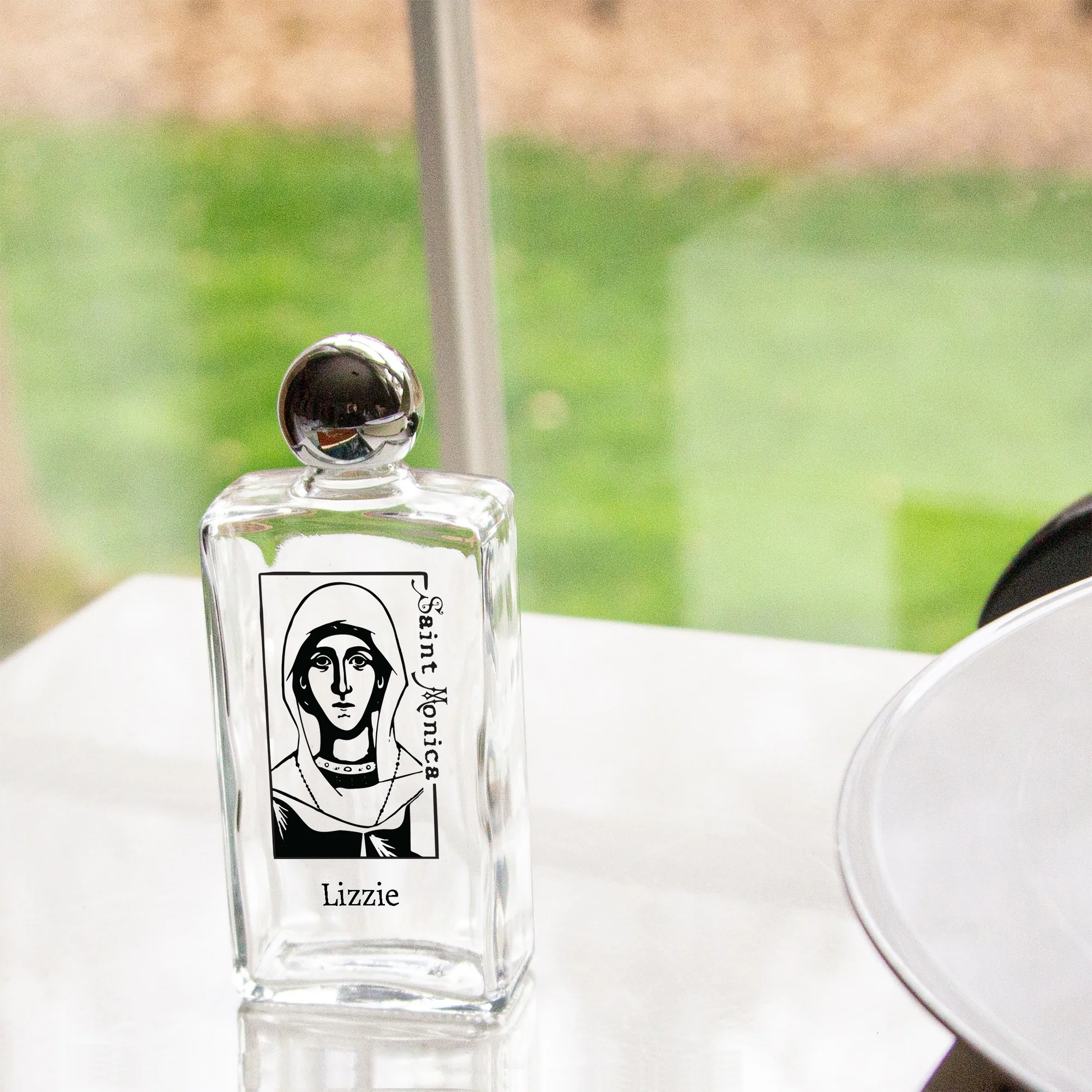 Personalized St. Monica Holy Water Bottle - Image 2