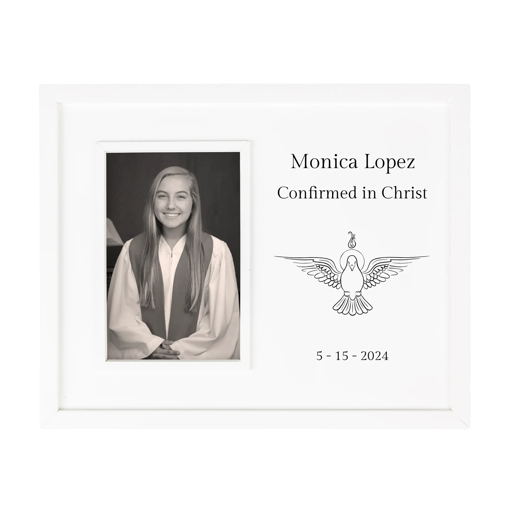 Personalized White Inset Confirmation Frame 9.5" x 12" - Image 2