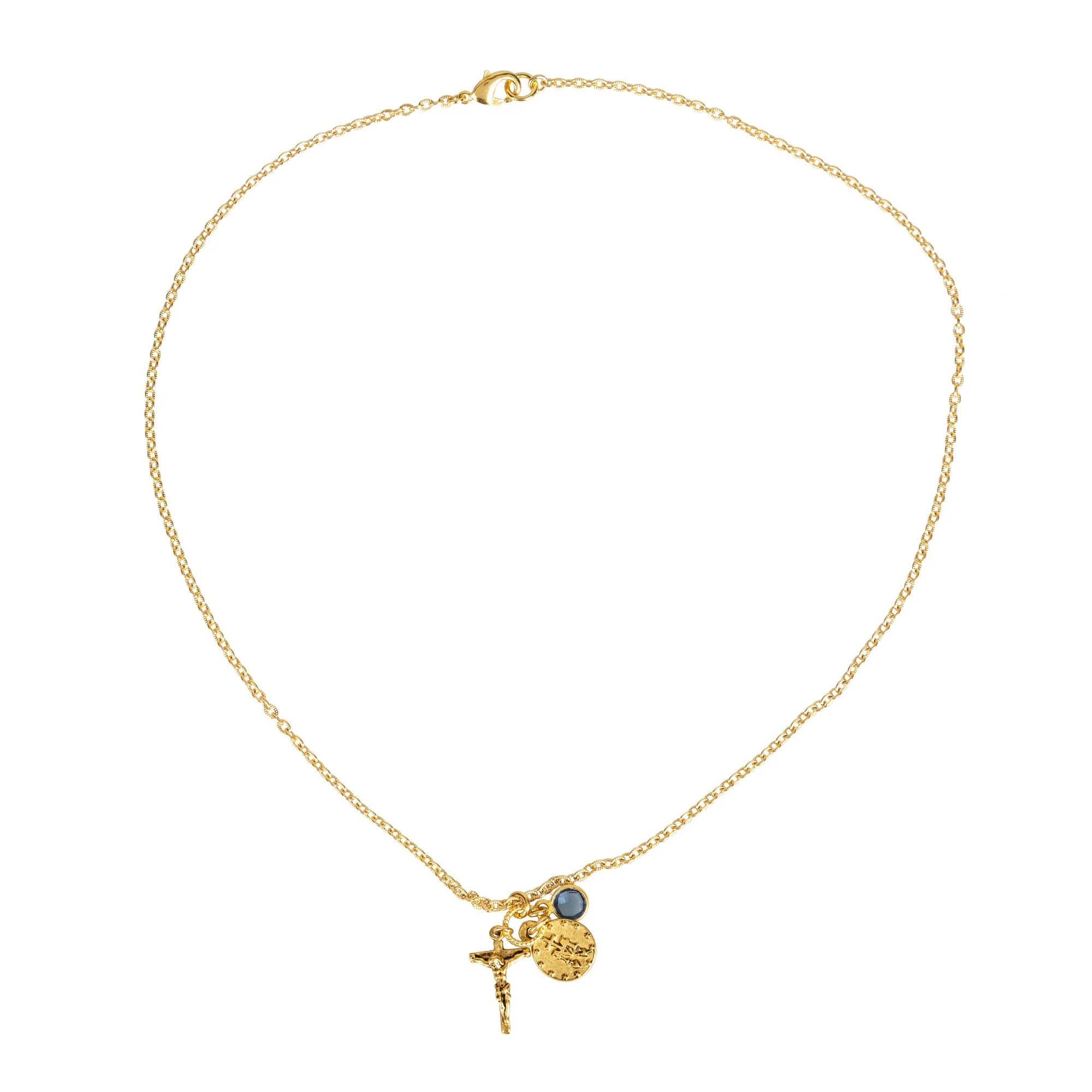 Petite Crucifix with Marian Medallion and Blue Bobble - Image 2
