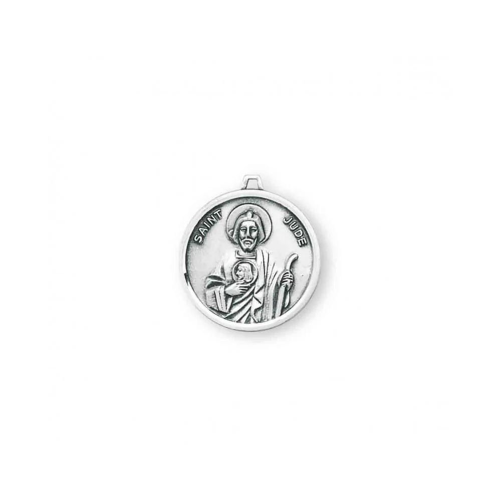 Petite Silver Round St. Jude Medal Necklace - Image 2
