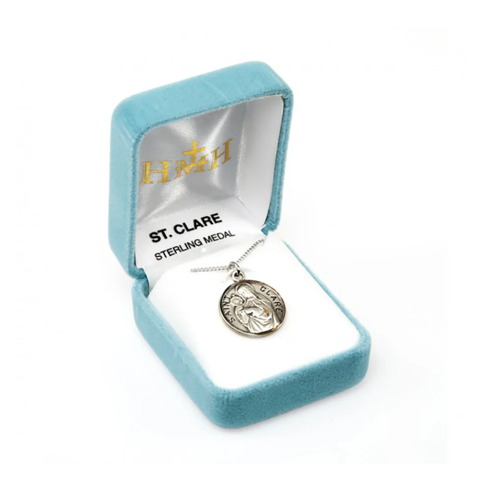 Petite Sterling Round St. Clare Medal Necklace - Image 4