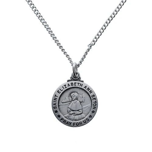 Pewter St. Elizabeth Ann Seton Medal with Prayer Card - Image 2
