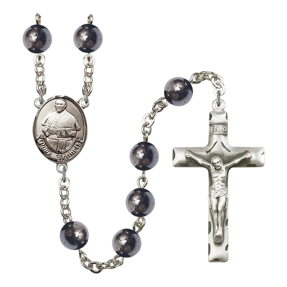 Pope Francis 8mm Hematite Rosary