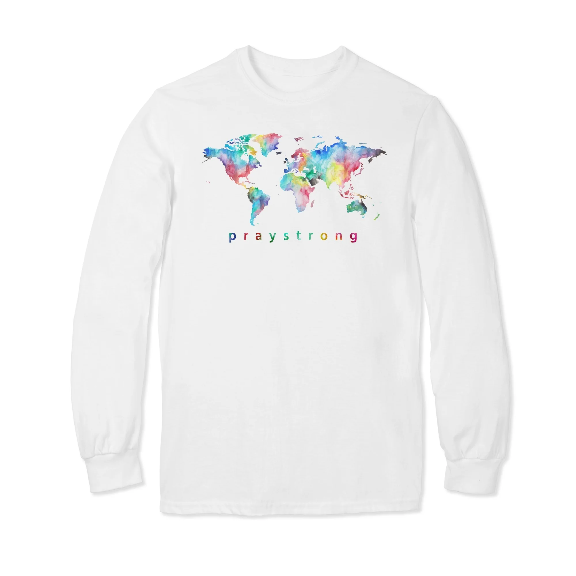 PrayStrong World Watercolor Long Sleeve T-shirt - Image 2
