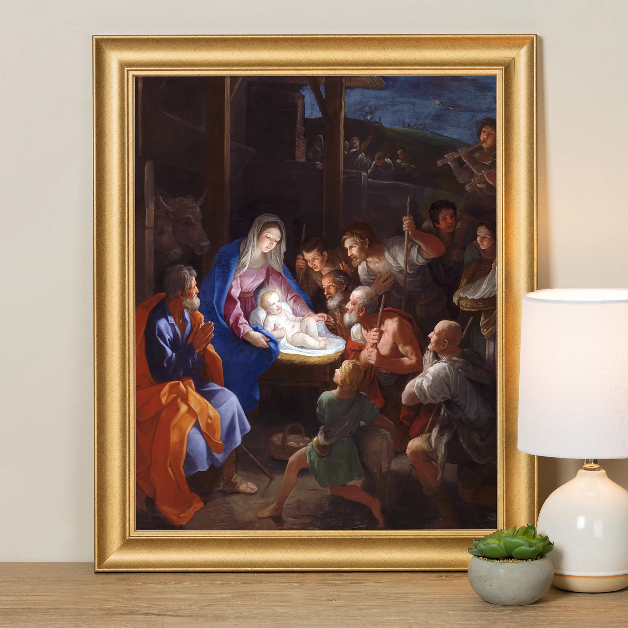 Reni Adoration of the Shepherds Gold Framed Print - Multiple Sizes - Image 2