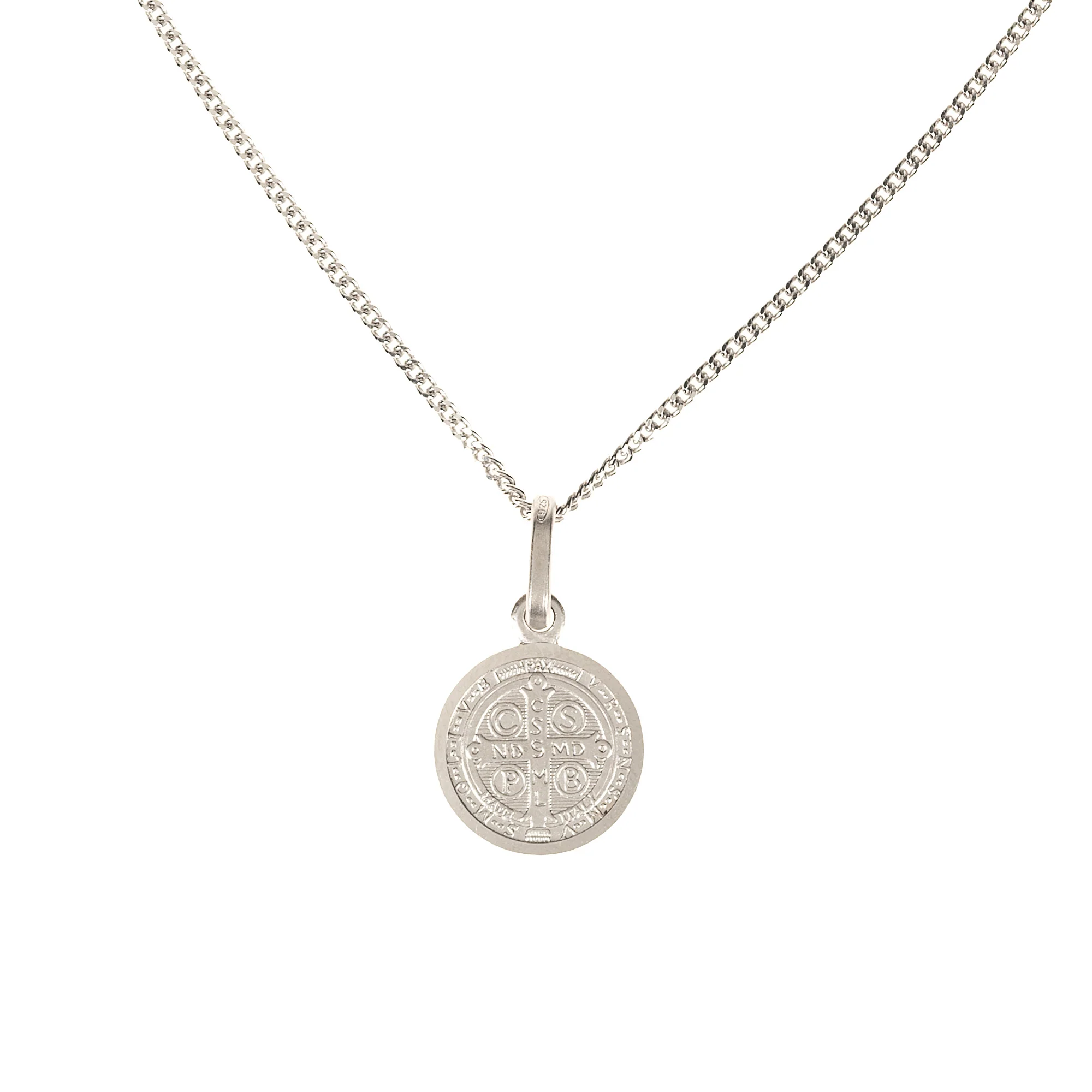 Rhodium Plated Sterling St. Benedict Jubilee Medal Necklace - Image 3