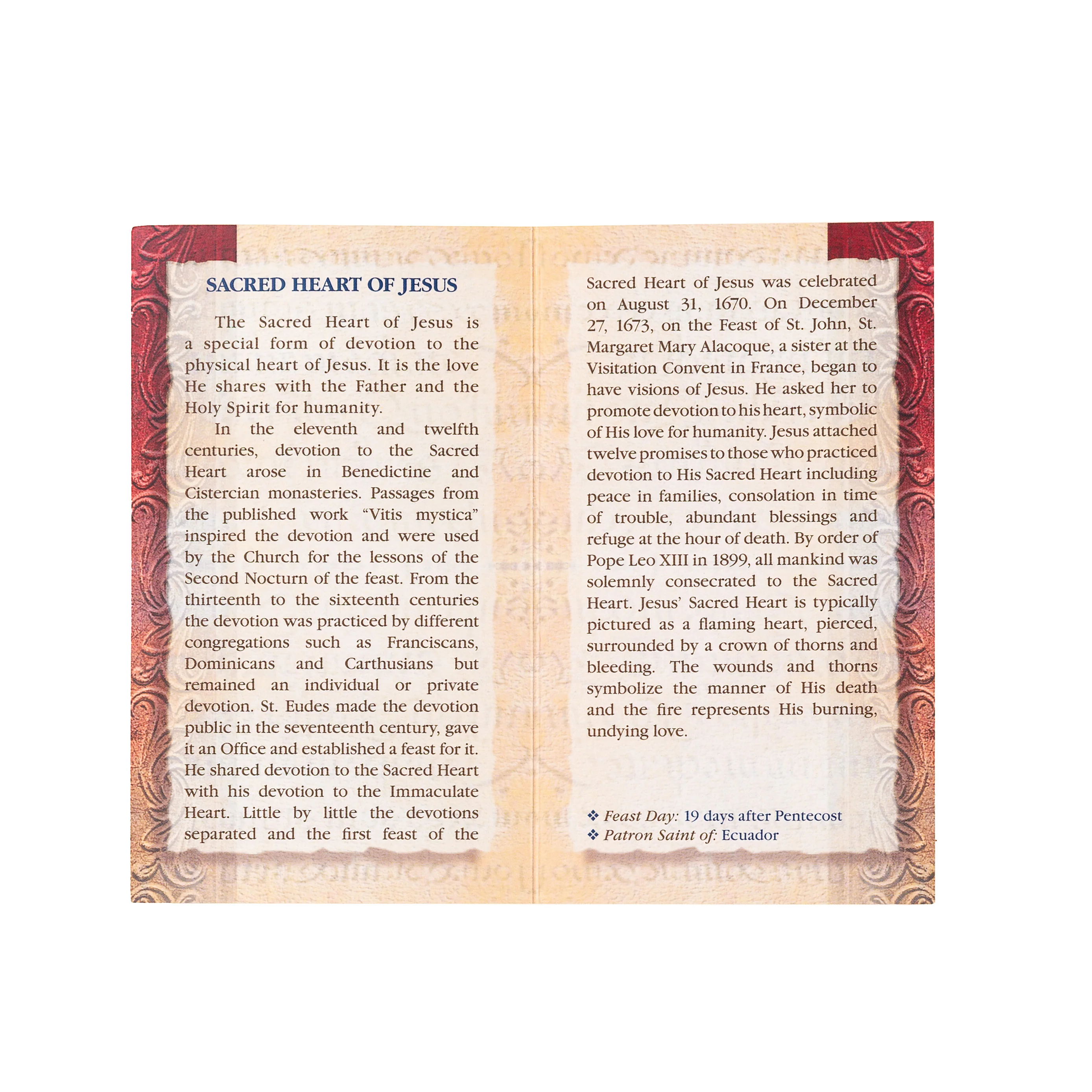 Sacred Heart of Jesus - Folded Prayer Card - Image 2
