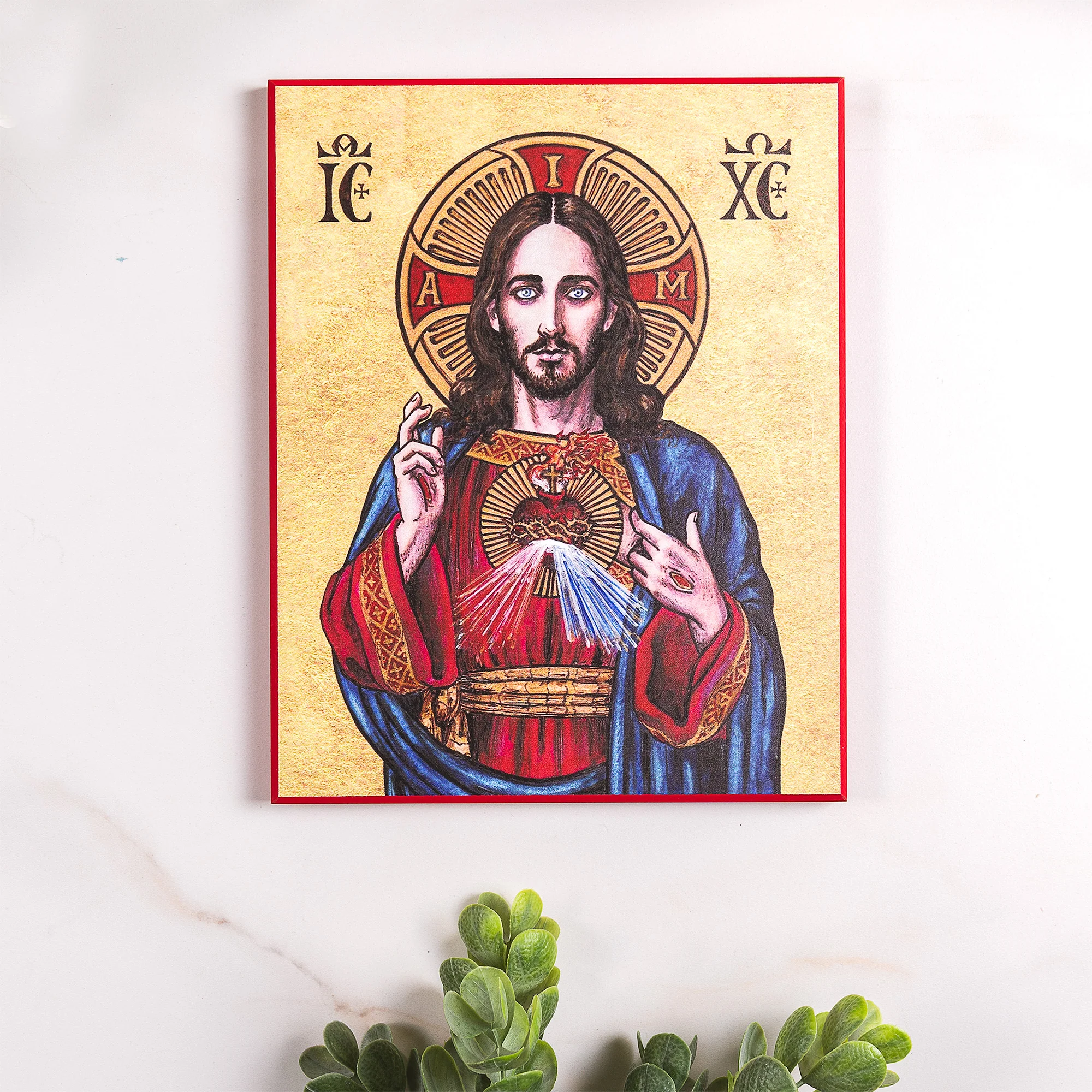 Sacred Heart of Jesus Modern Icon Plaque - 8" x 10" - Image 2