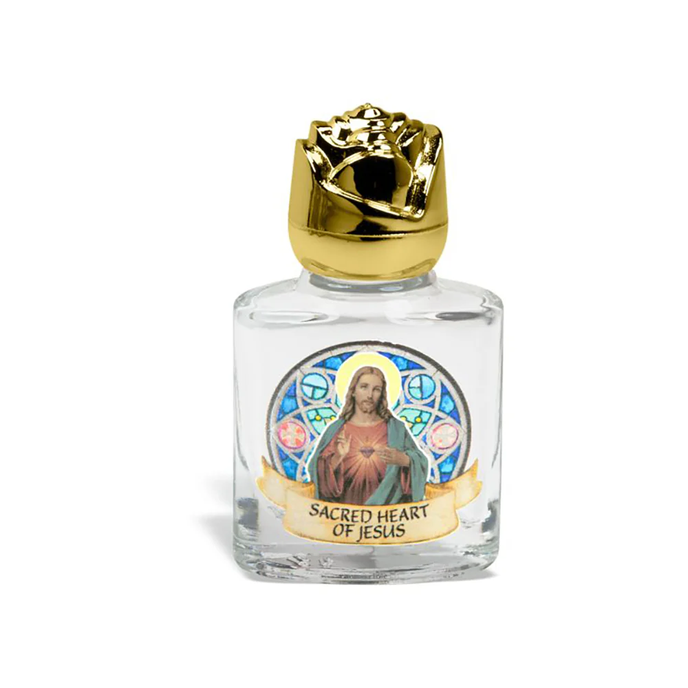 Sacred Heart Stained Glass Window Holy Water Bottle