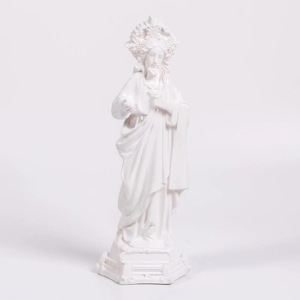 Sacred Heart Statue - White or Hand Painted - 9"