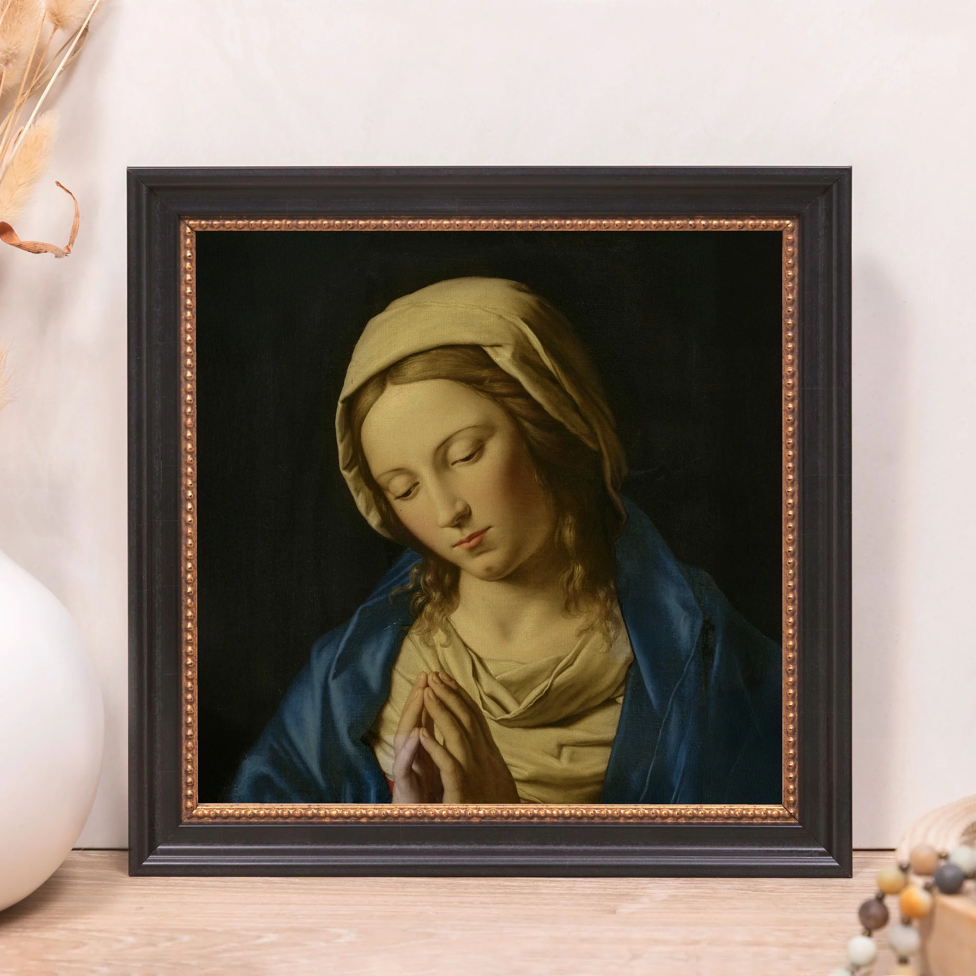 Sassoferrato Madonna in Prayer Framed Canvas - Sacred Mini Collection - Image 11