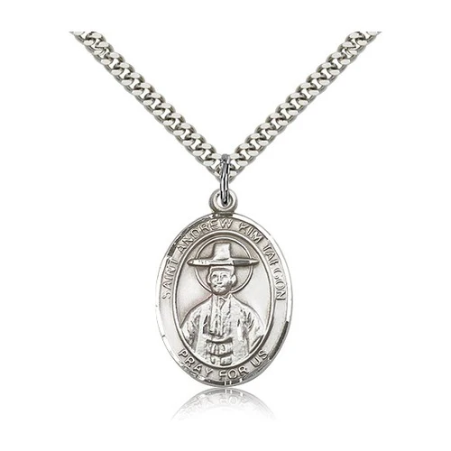 St. Andrew Kim Taegon Pendant with Chain, Bliss, Sterling Silver