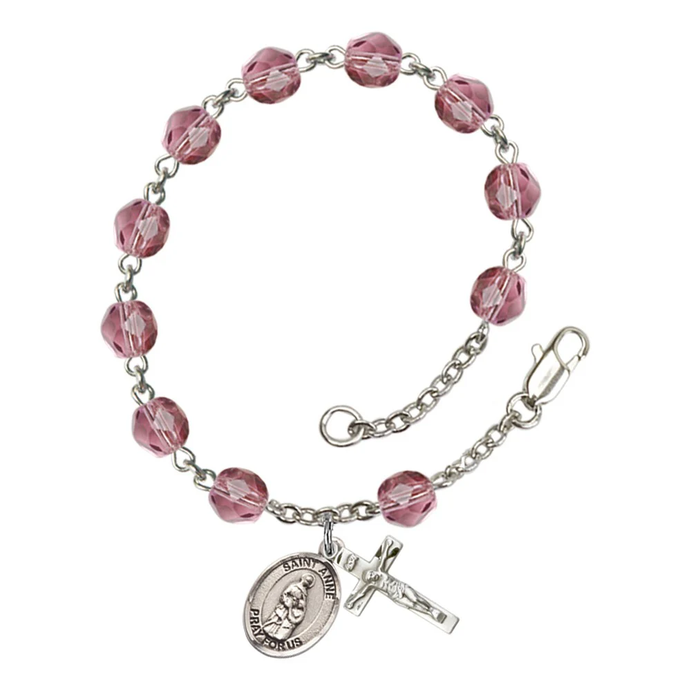 St. Anne Crystal Birthstone Rosary Bracelet - Multiple Birthstones - Image 2