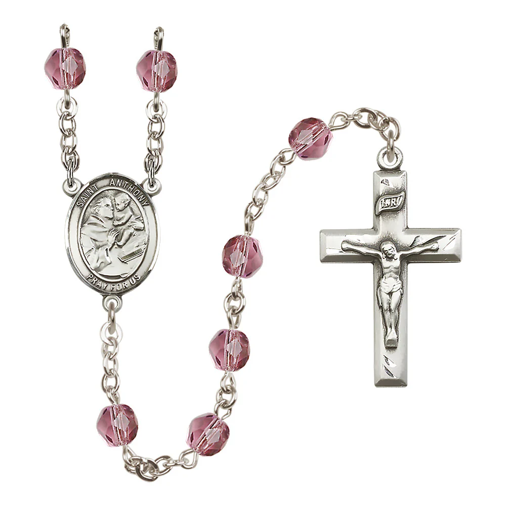 St. Anthony of Padua Crystal Birthstone Rosary - Multiple Birthstones