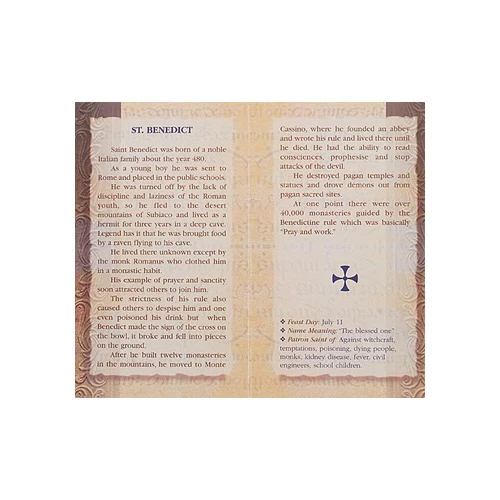 St. Benedict - Mini Lives of the Saints Folded Prayer Card