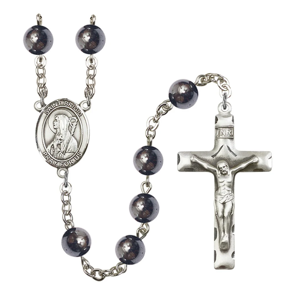 St. Brigid Of Ireland 8mm Hematite Rosary